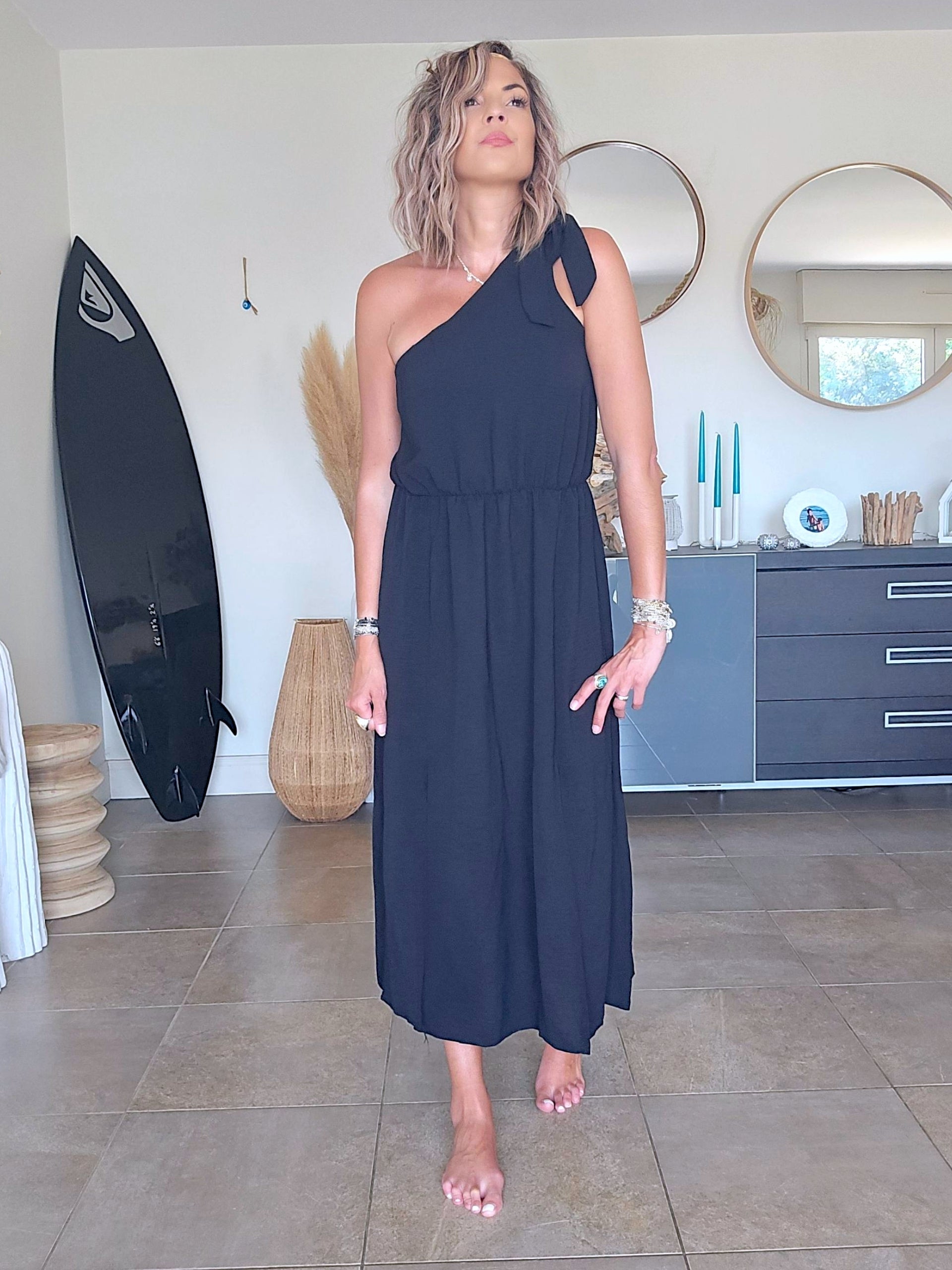 Robe asymétrique &amp; ceinture ruban