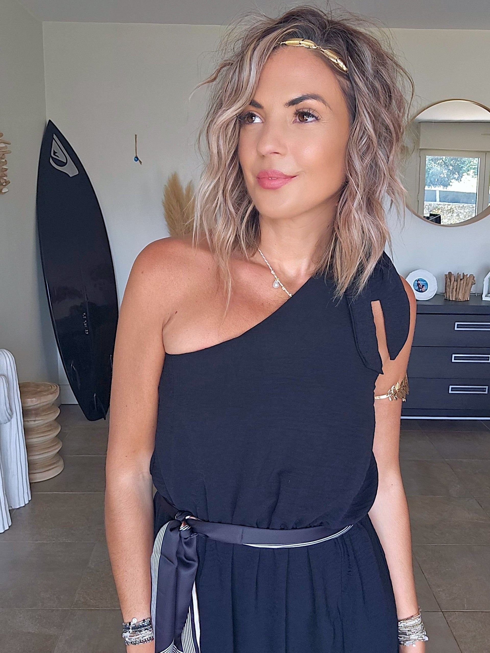 Robe asymétrique &amp; ceinture ruban