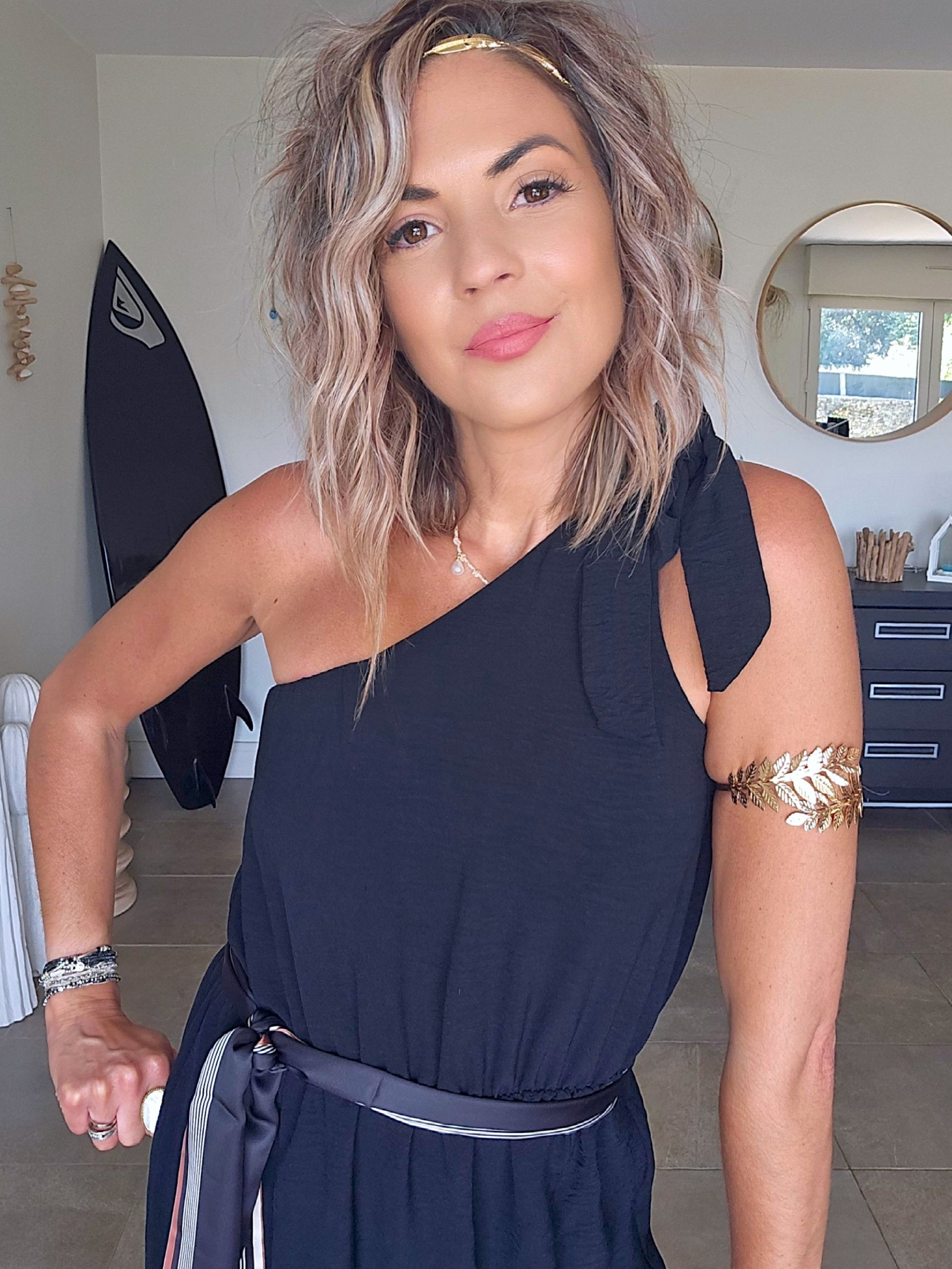 Robe asymétrique &amp; ceinture ruban