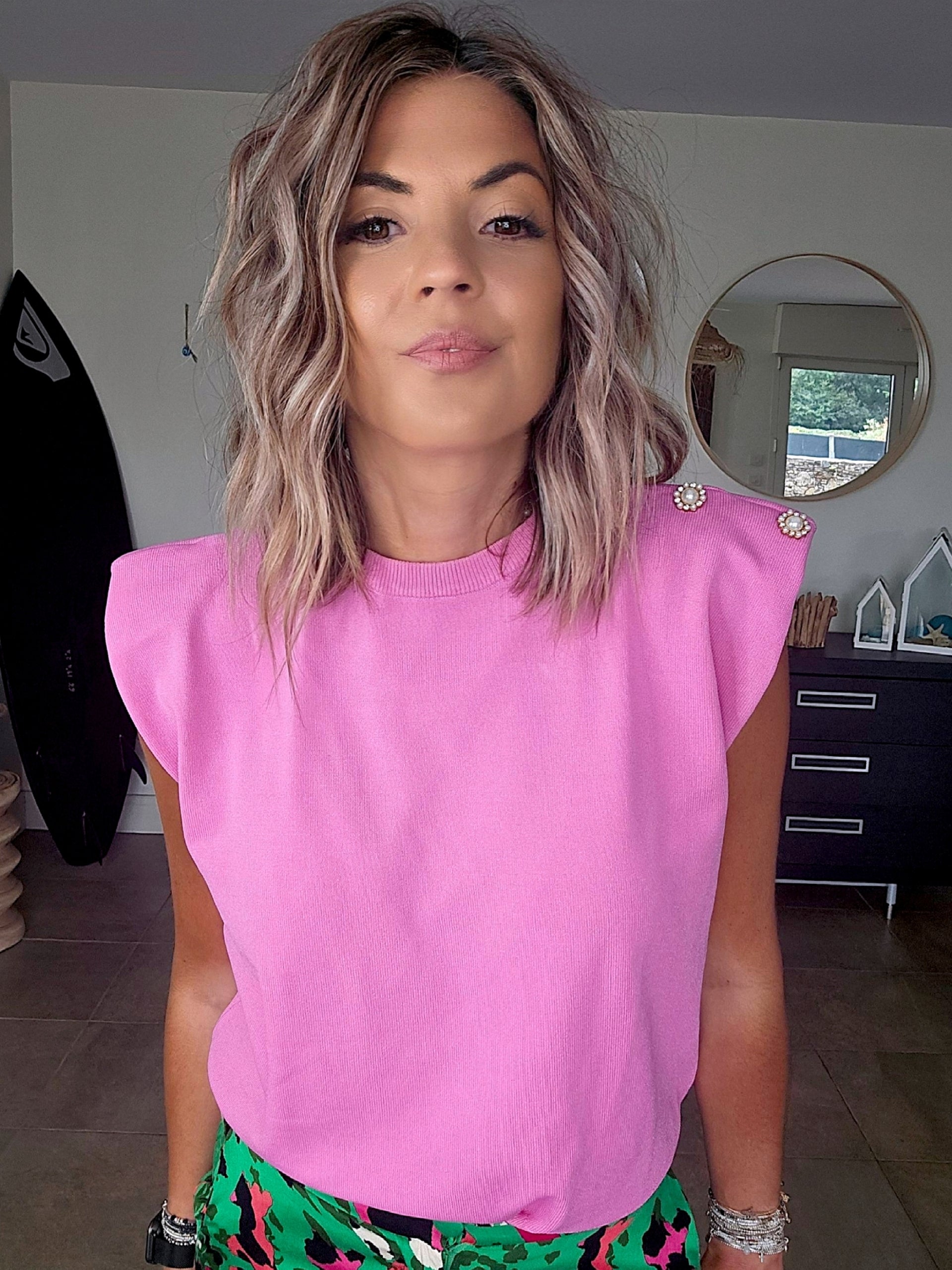 Pull rose casual-chic
