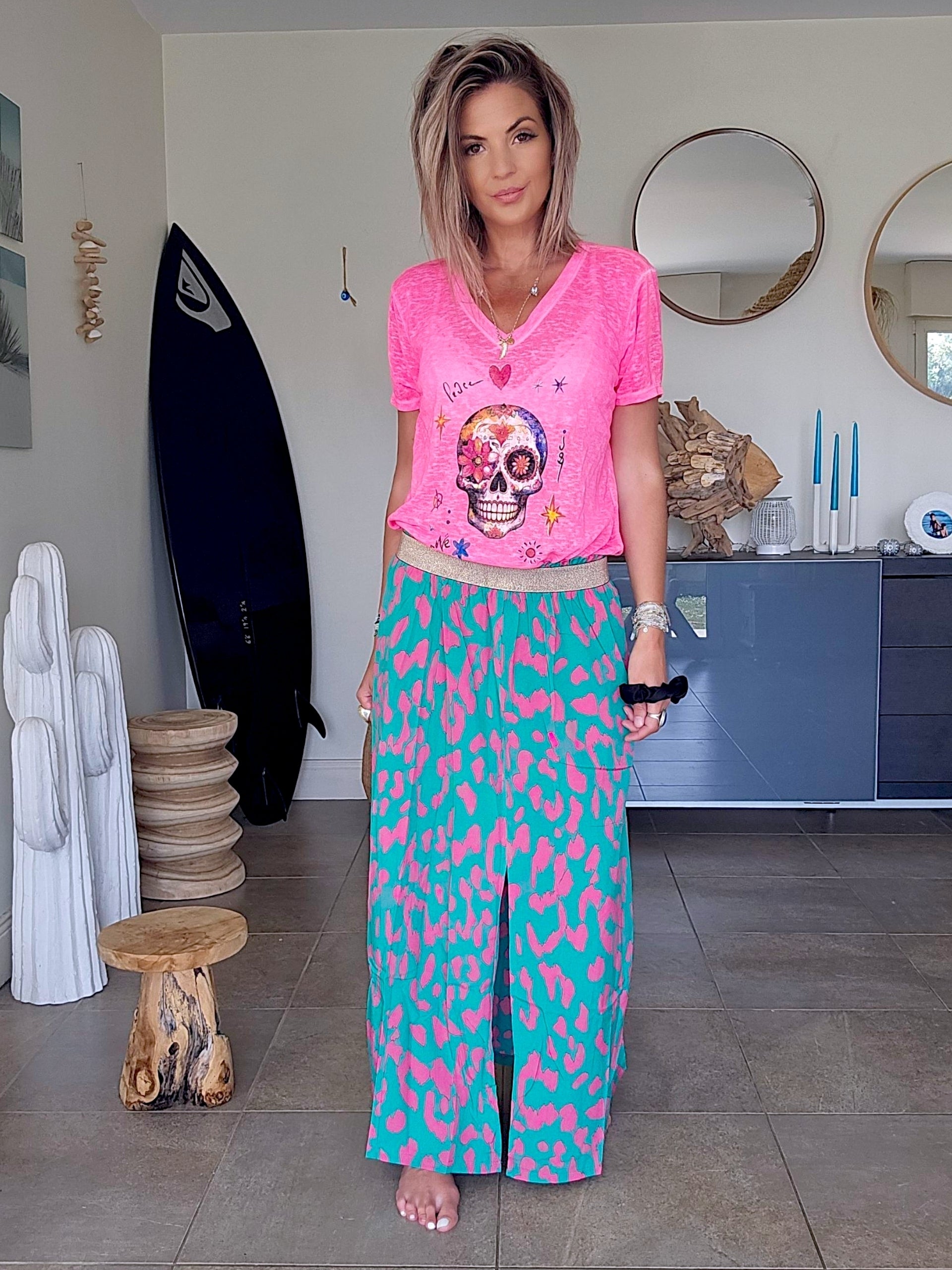 Jupe 7/8è léo fuchsia
