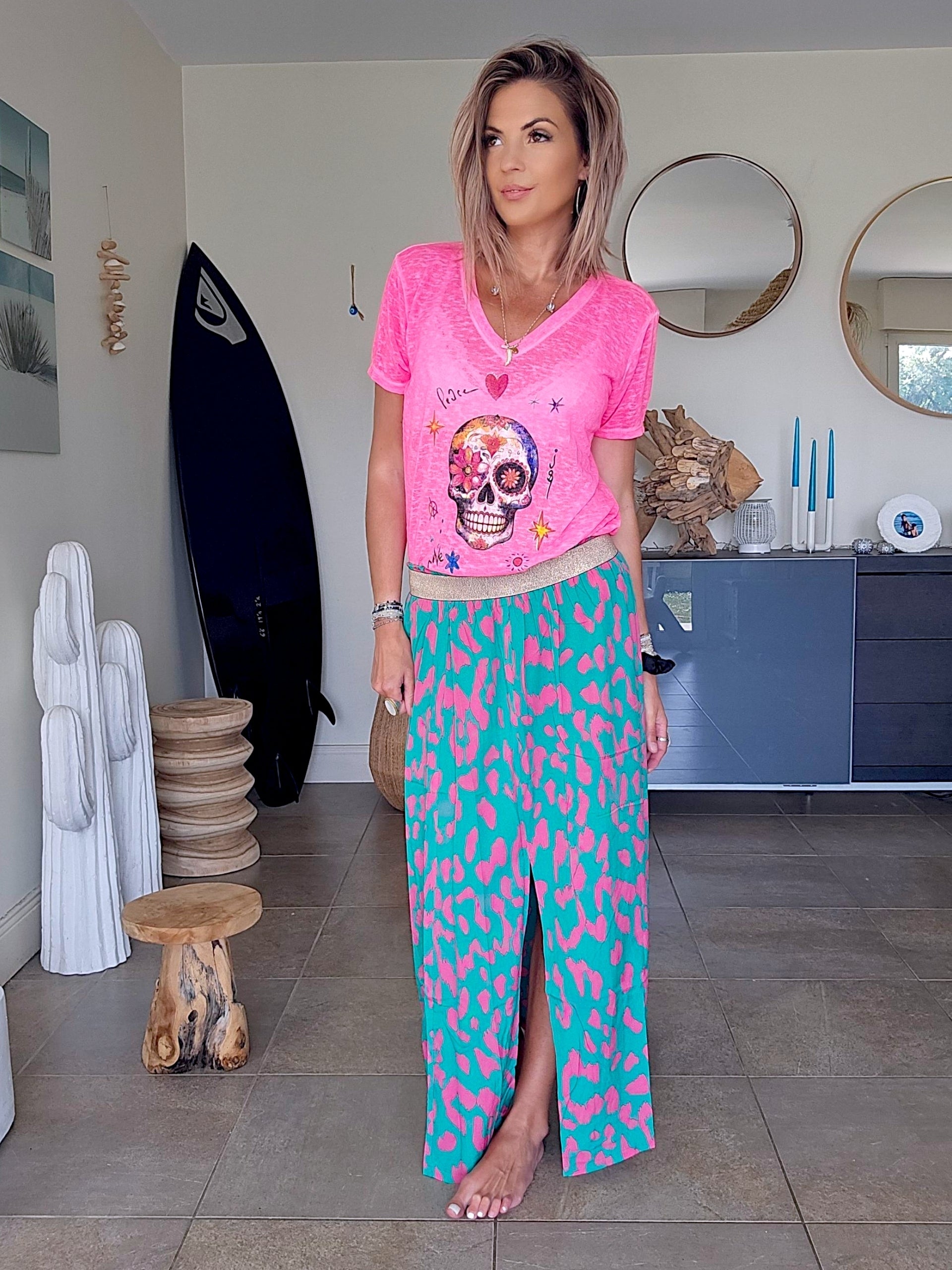 Jupe 7/8è léo fuchsia