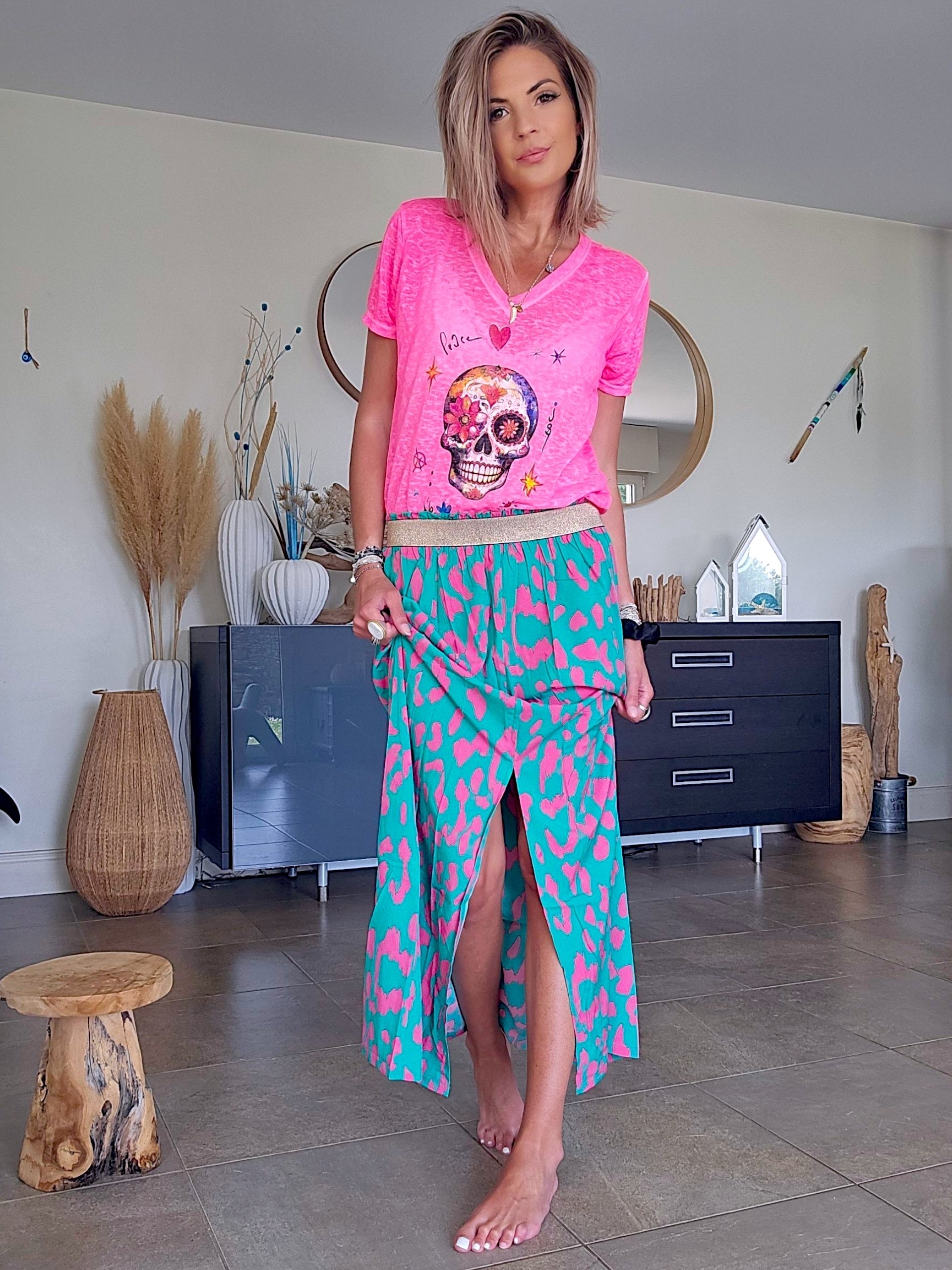 Jupe 7/8è léo fuchsia