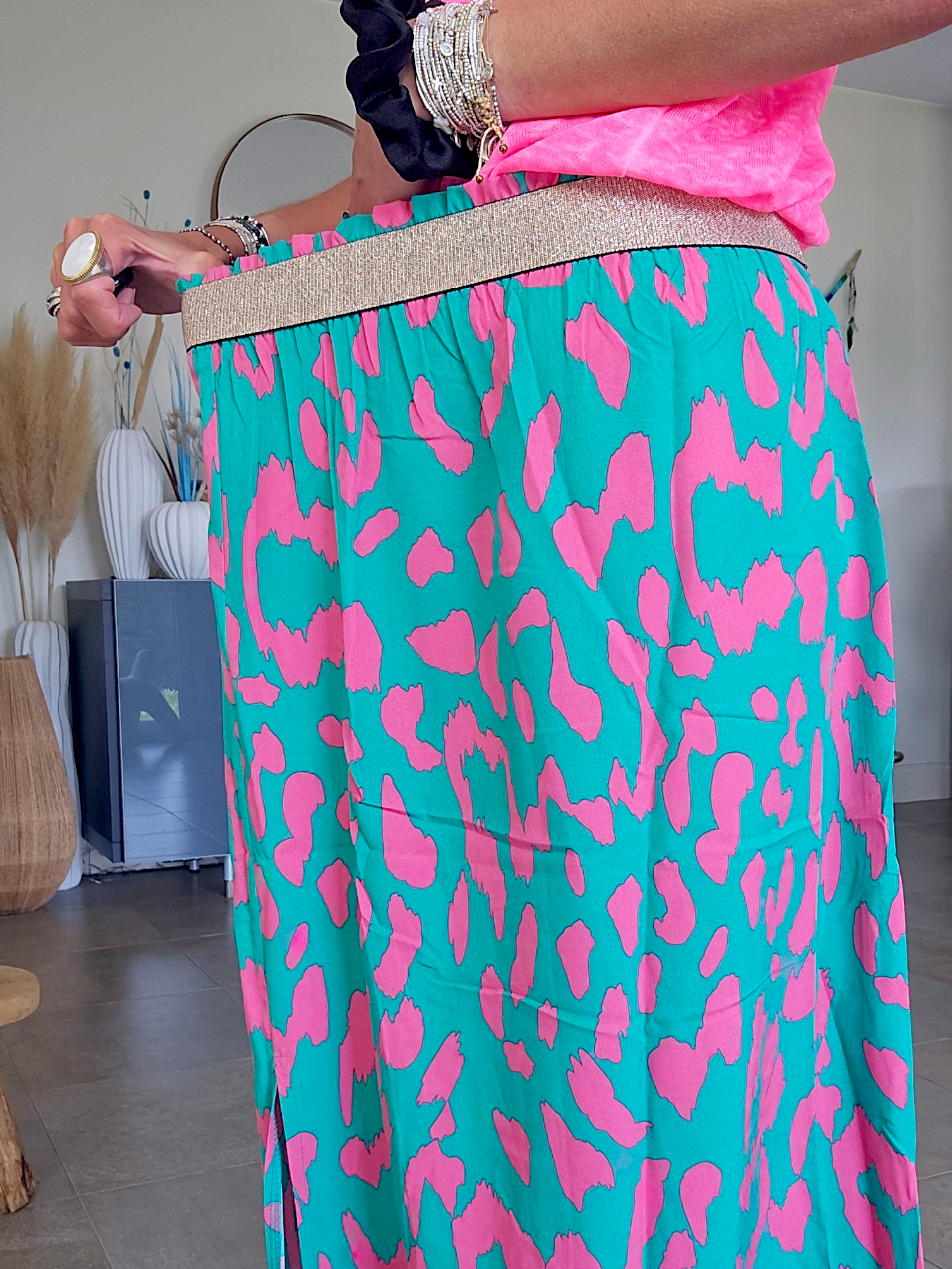 Jupe fendue léo fuchsia