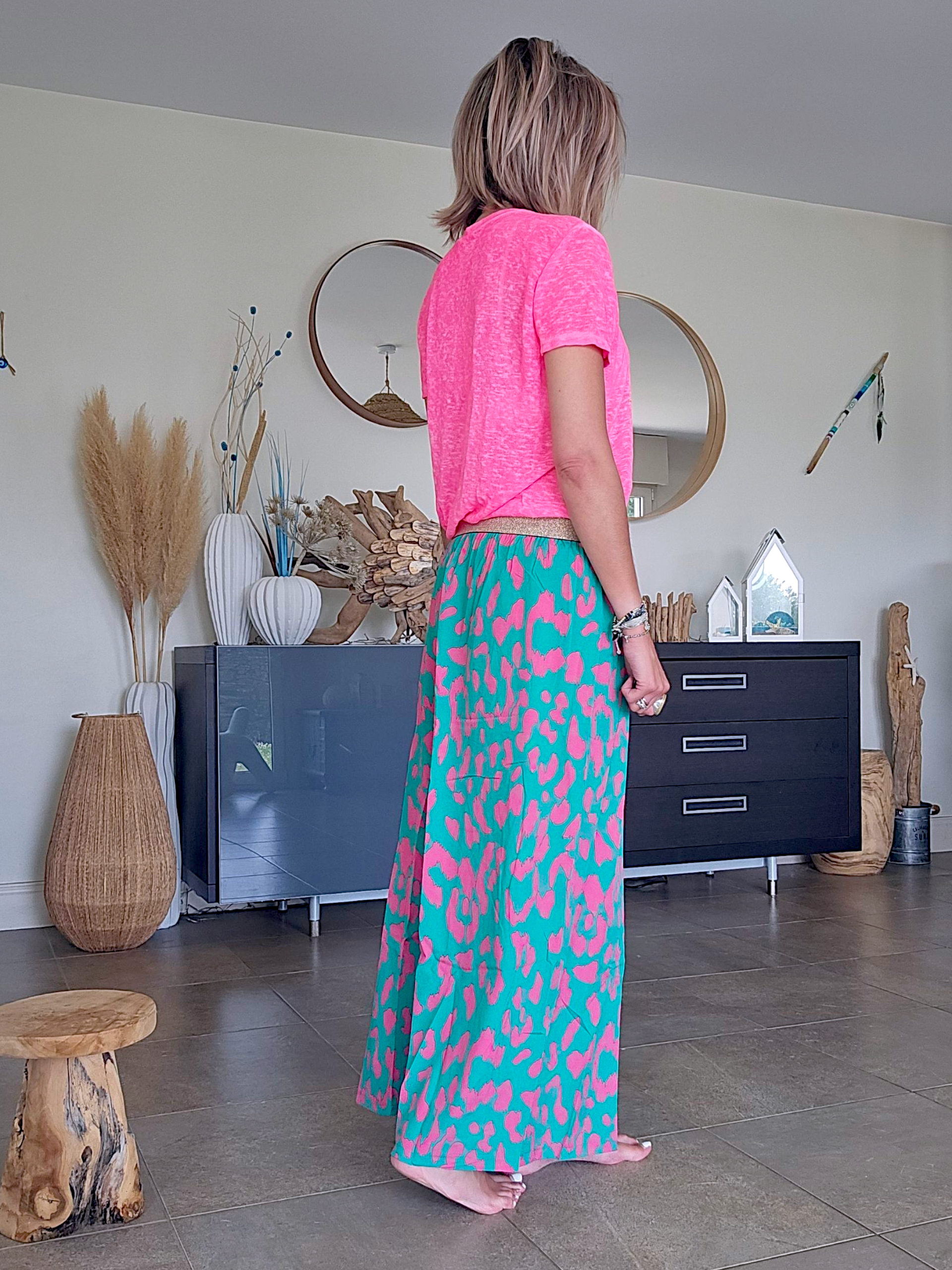 Jupe 7/8è léo fuchsia