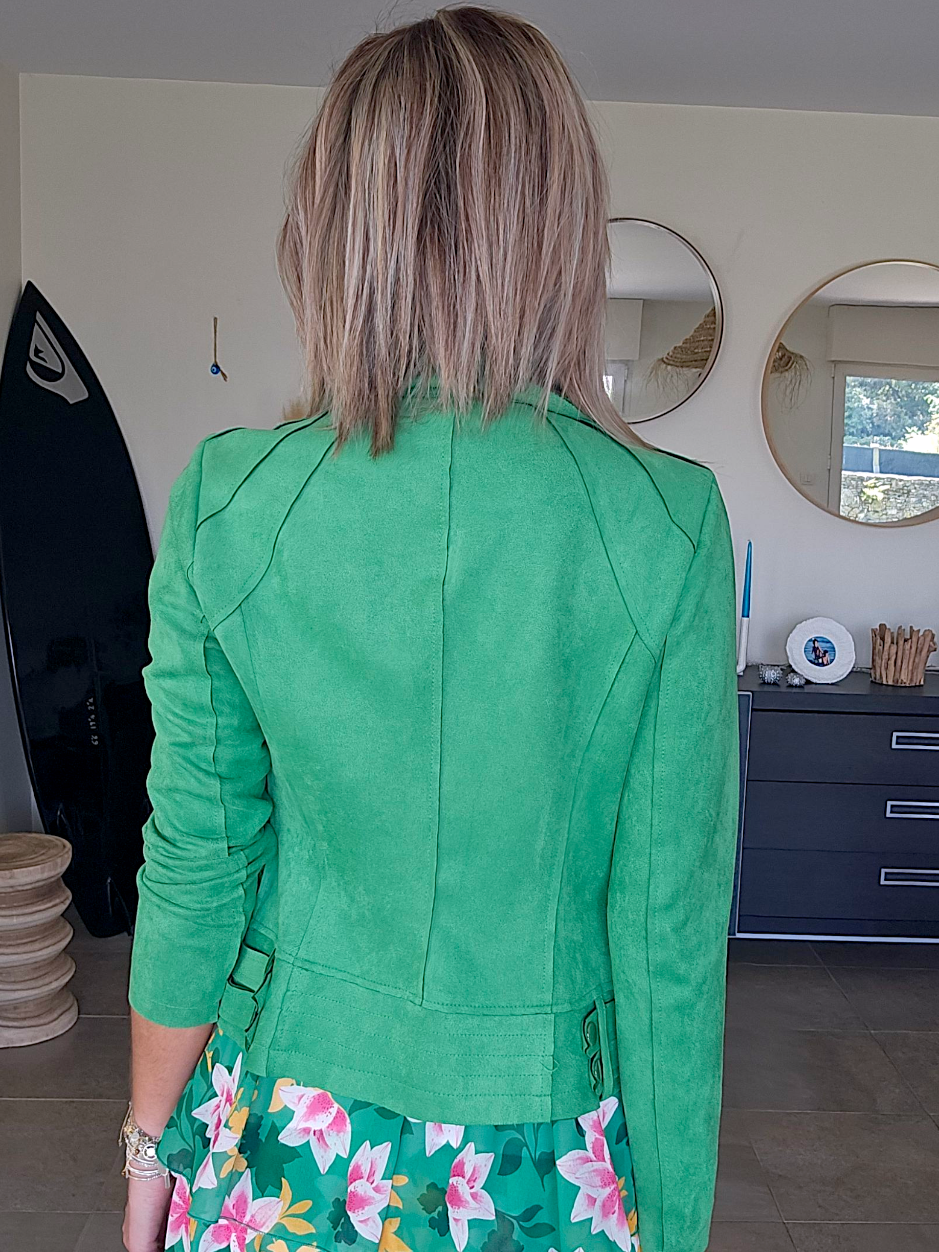 Perfecto vert en suédine
