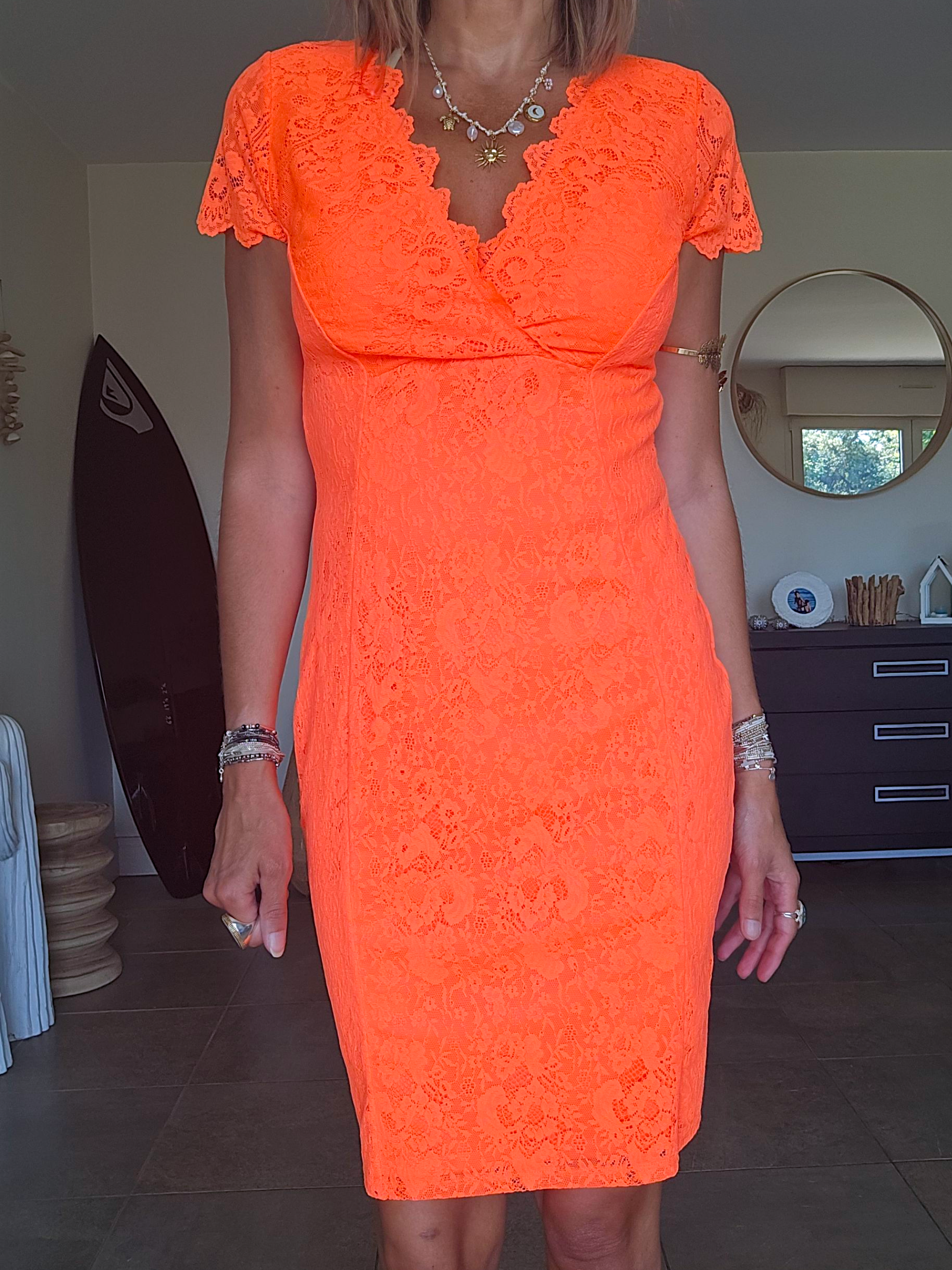 Robe chic orange fluo