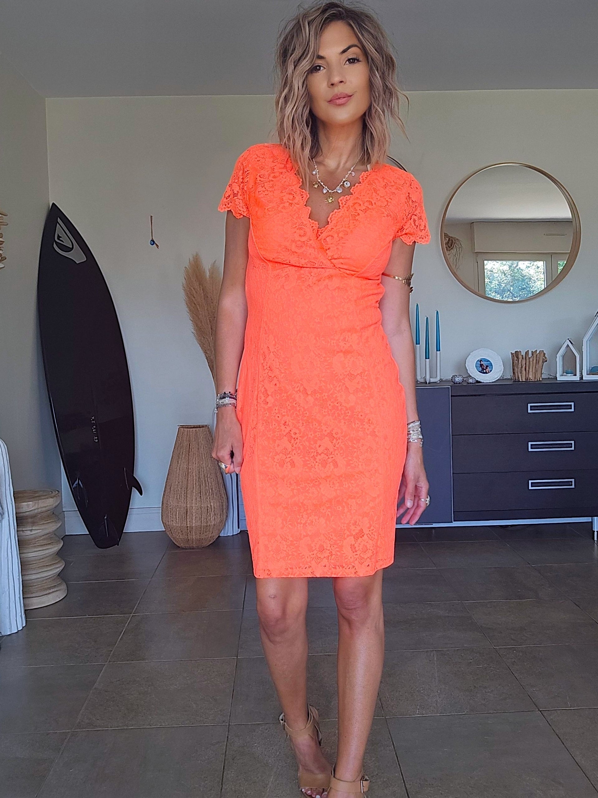 Robe chic orange fluo