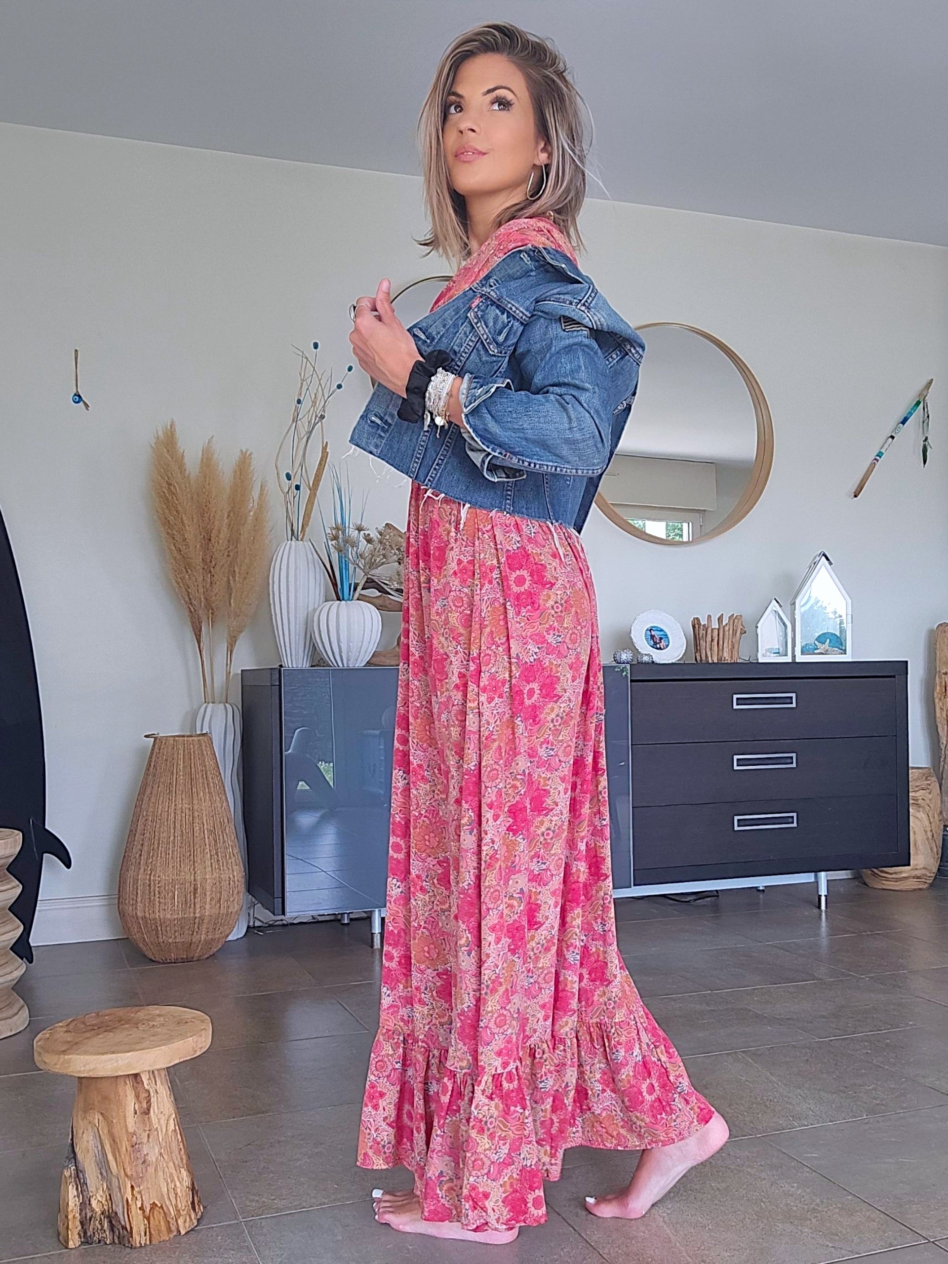 Veste denim écussons