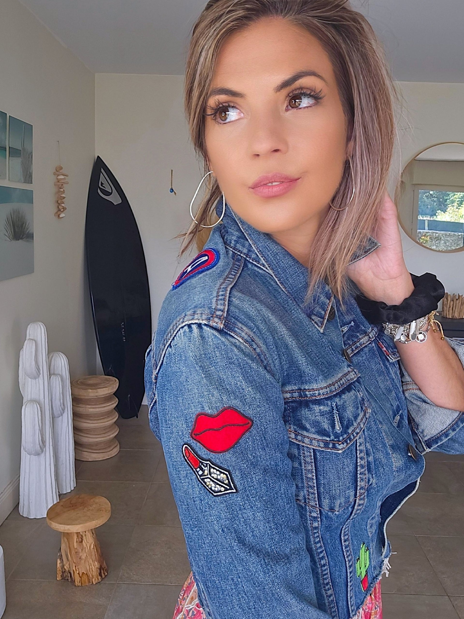 Veste denim écussons