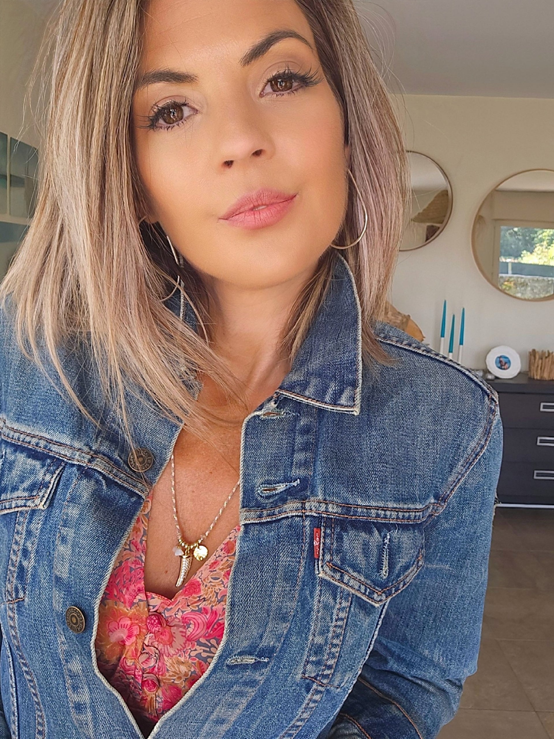 Veste denim écussons