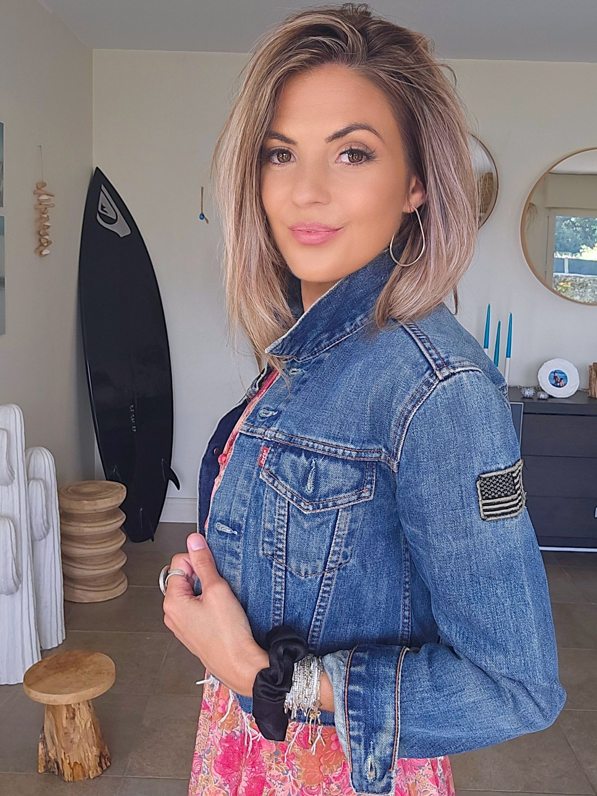 Veste denim écussons