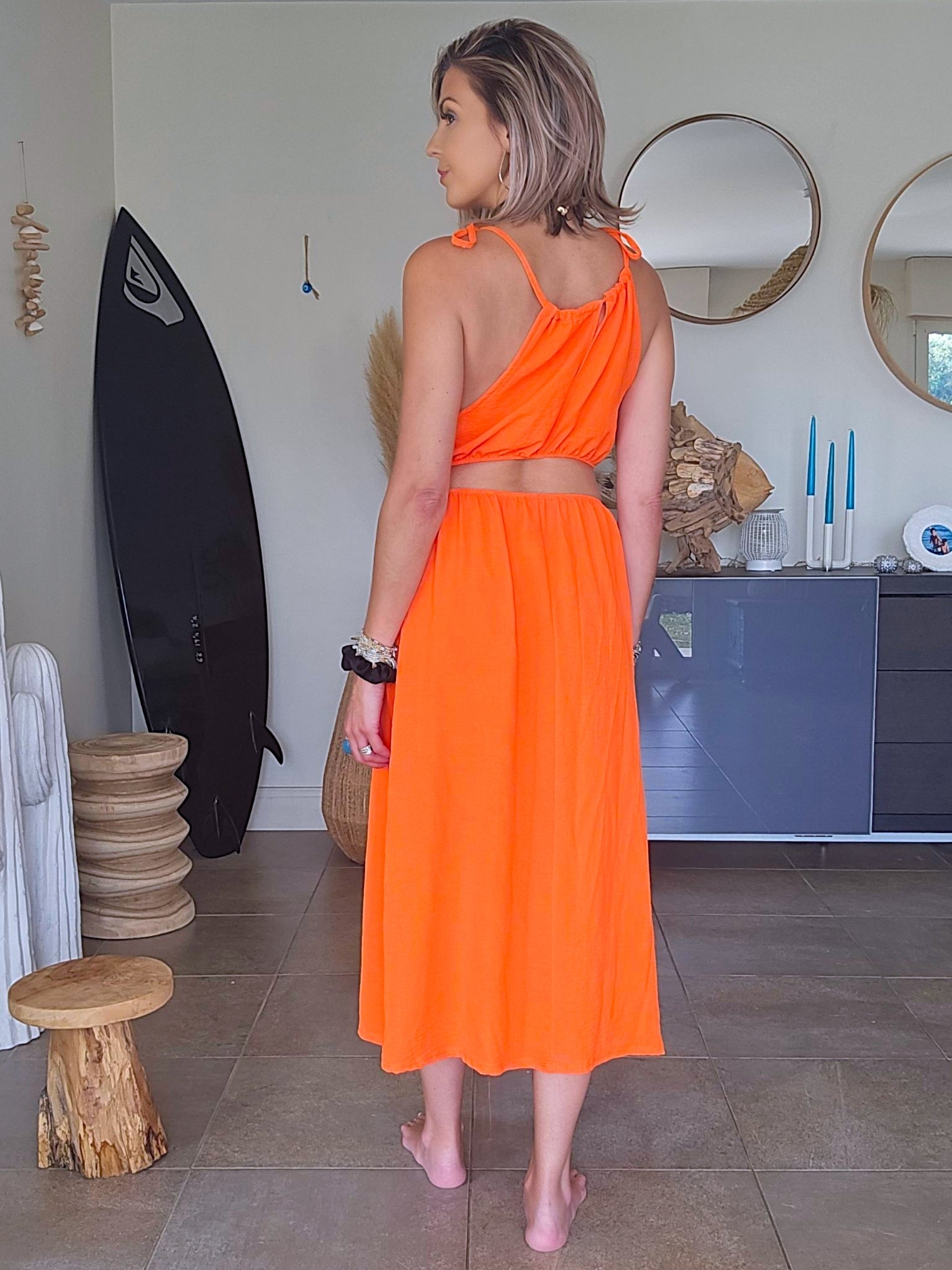 🔥Robe orange fluo