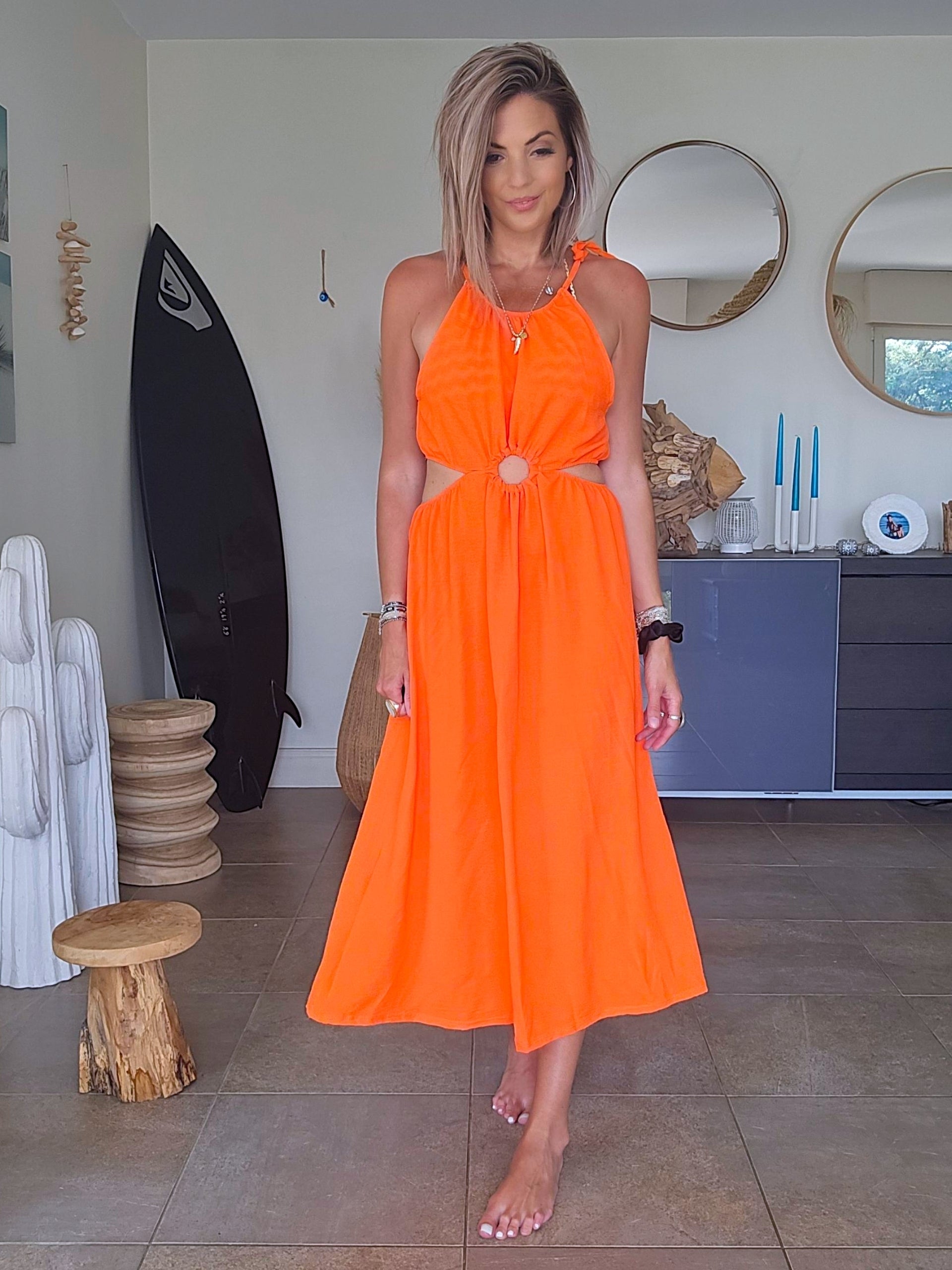 🔥Robe orange fluo