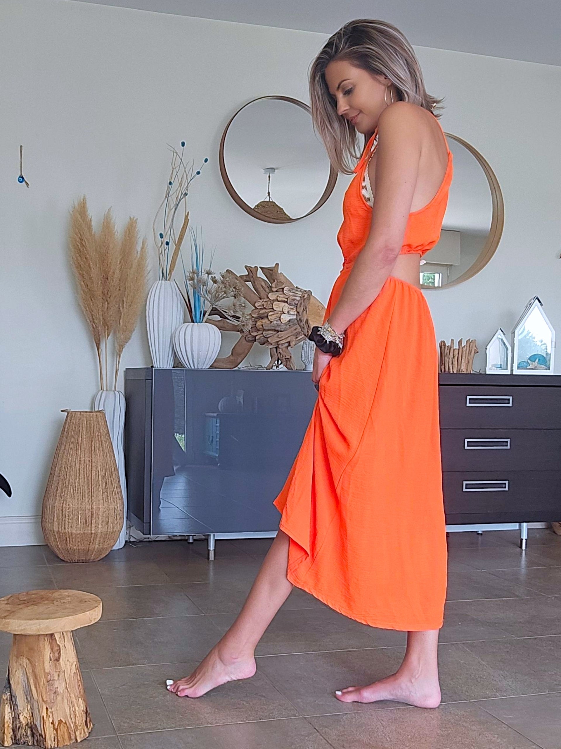 🔥Robe orange fluo