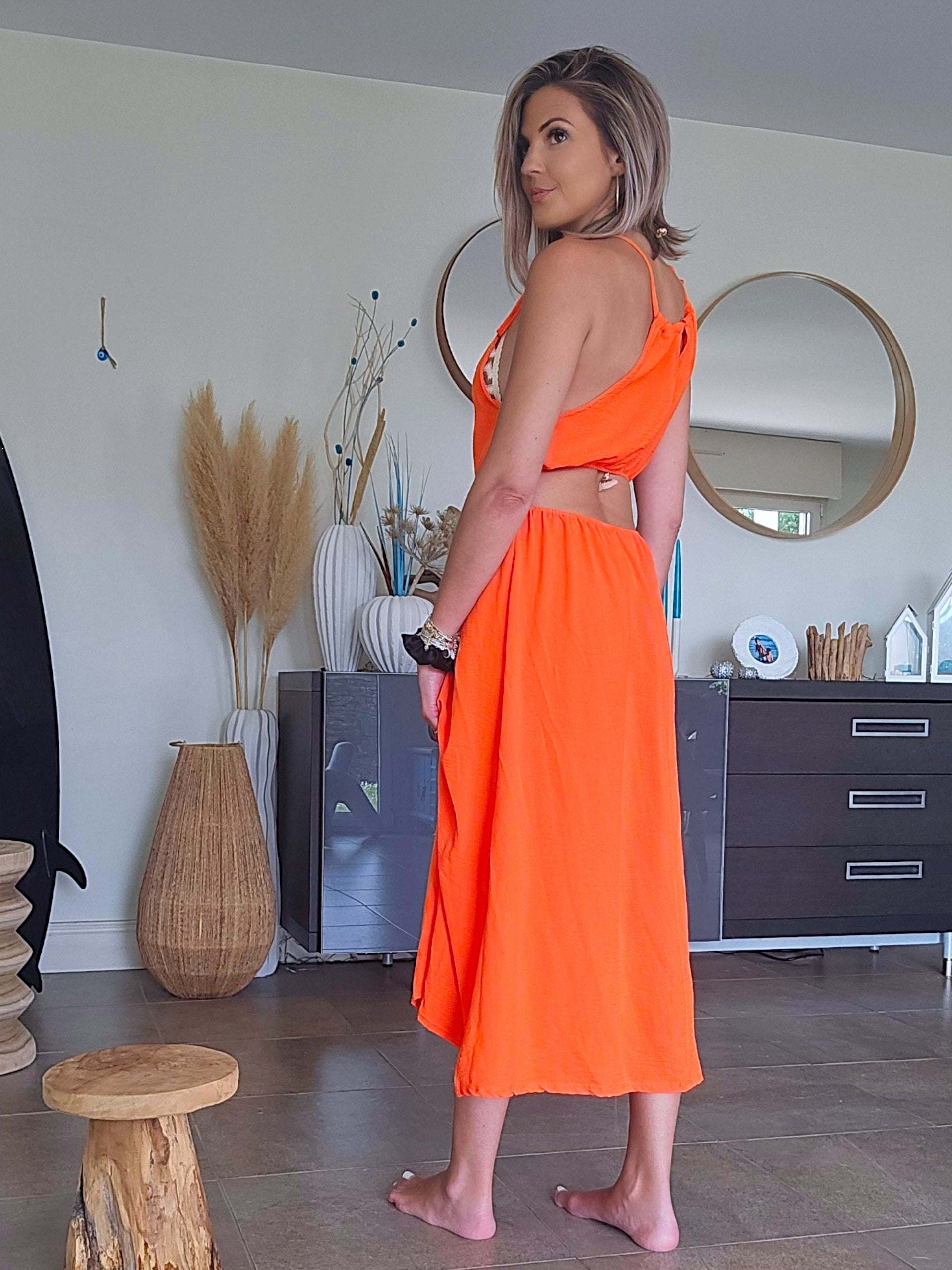 🔥Robe orange fluo