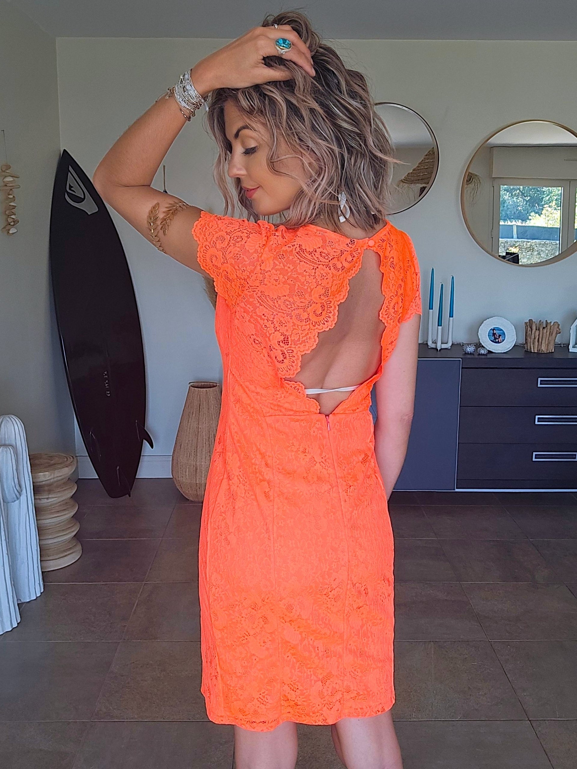 Robe chic orange fluo