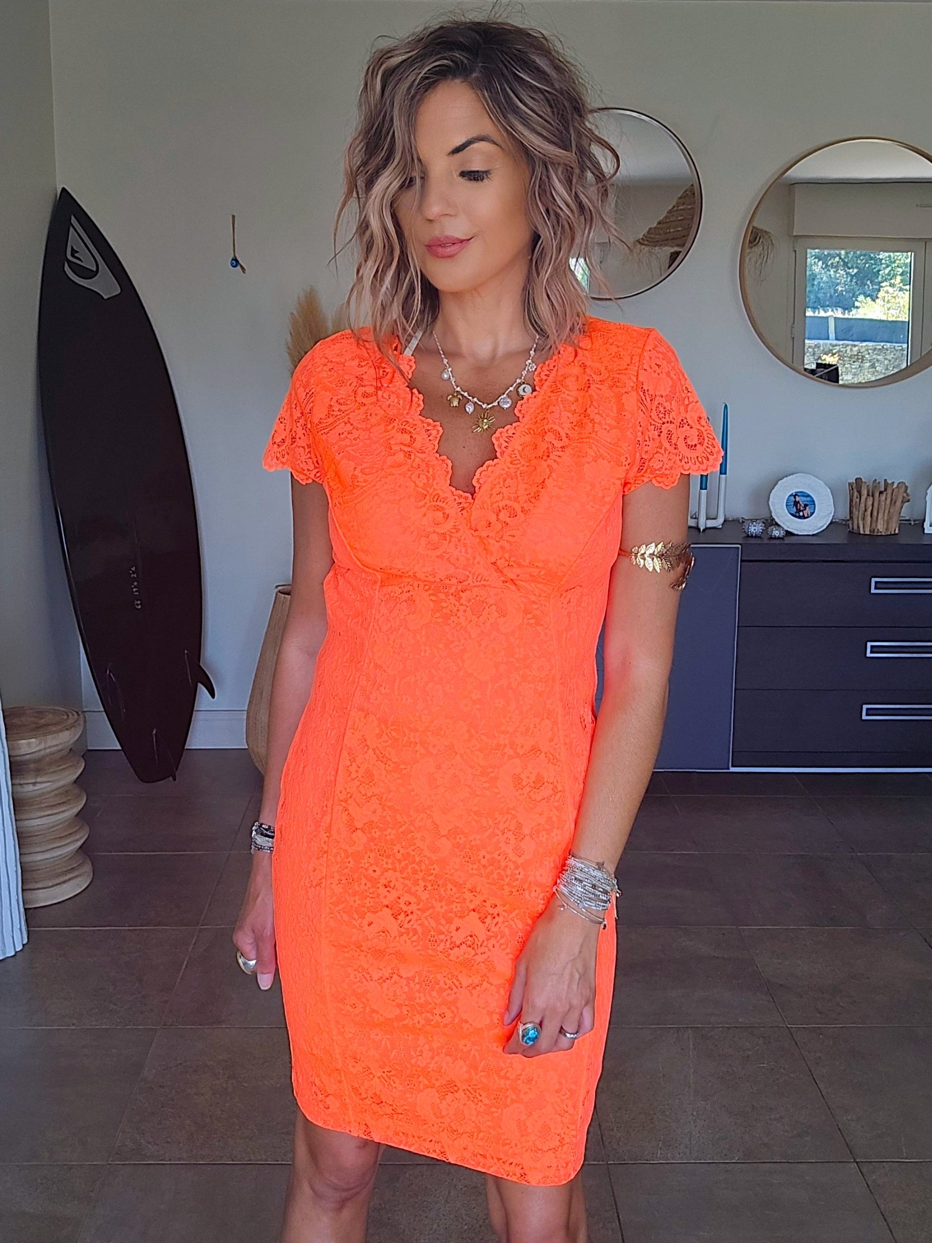 Robe chic orange fluo
