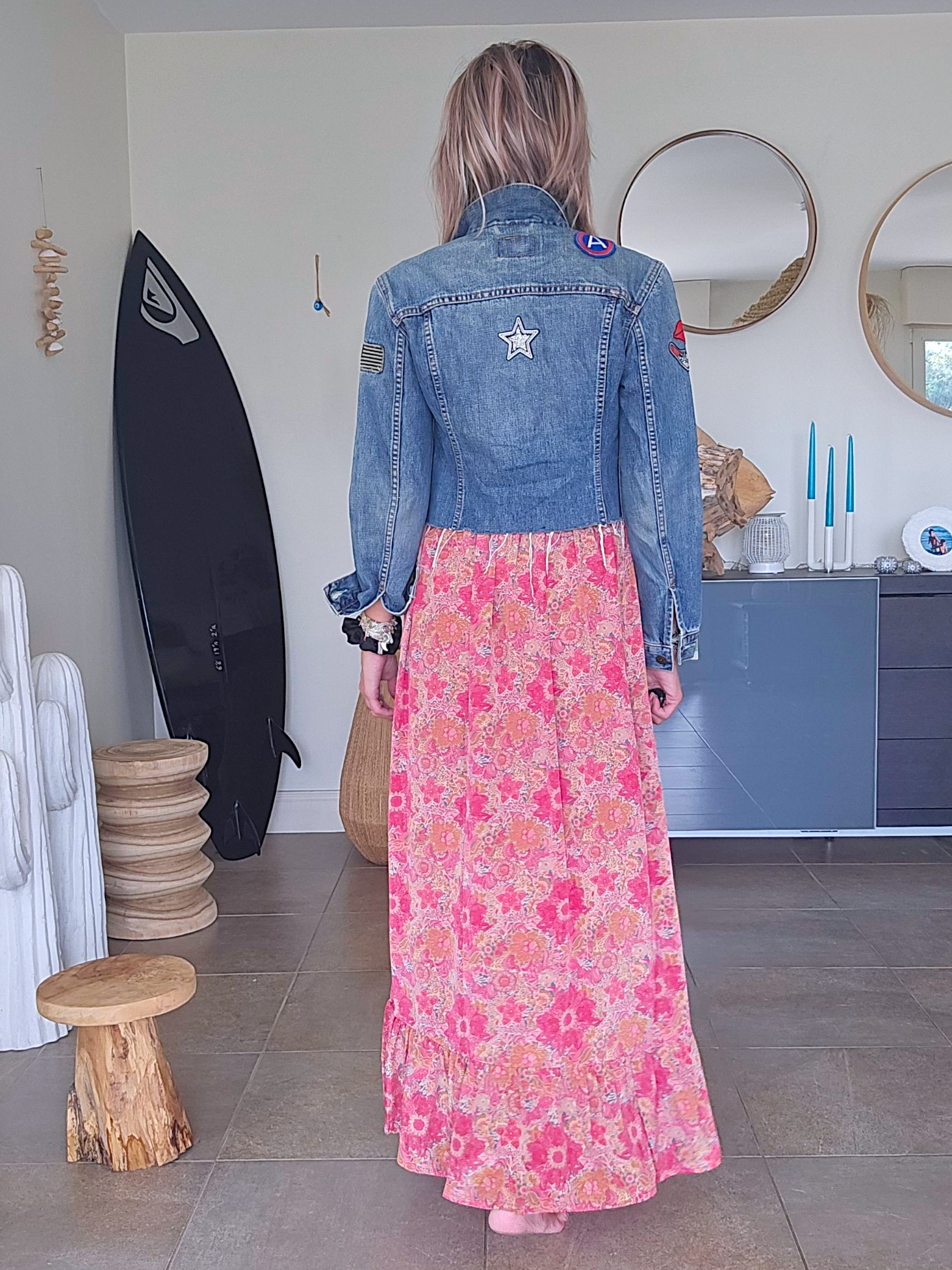 Veste denim écussons