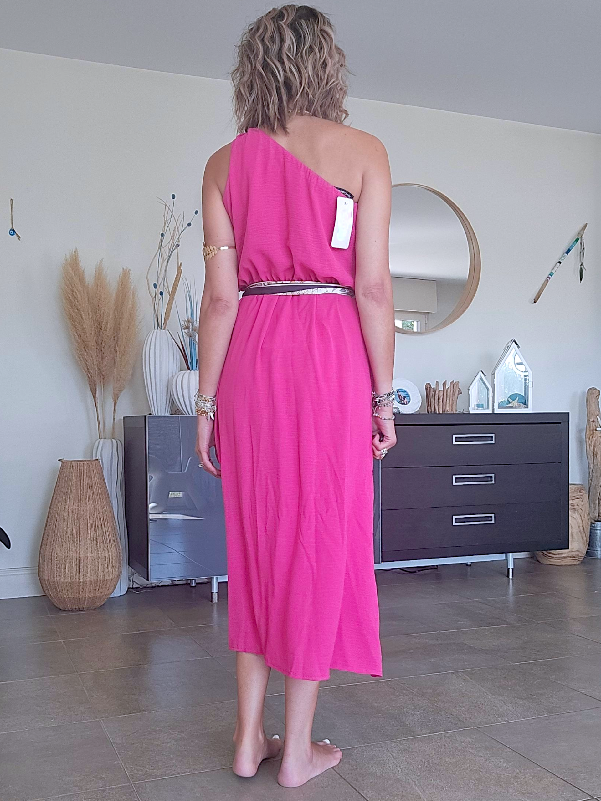 Robe fuchsia &amp; son ruban