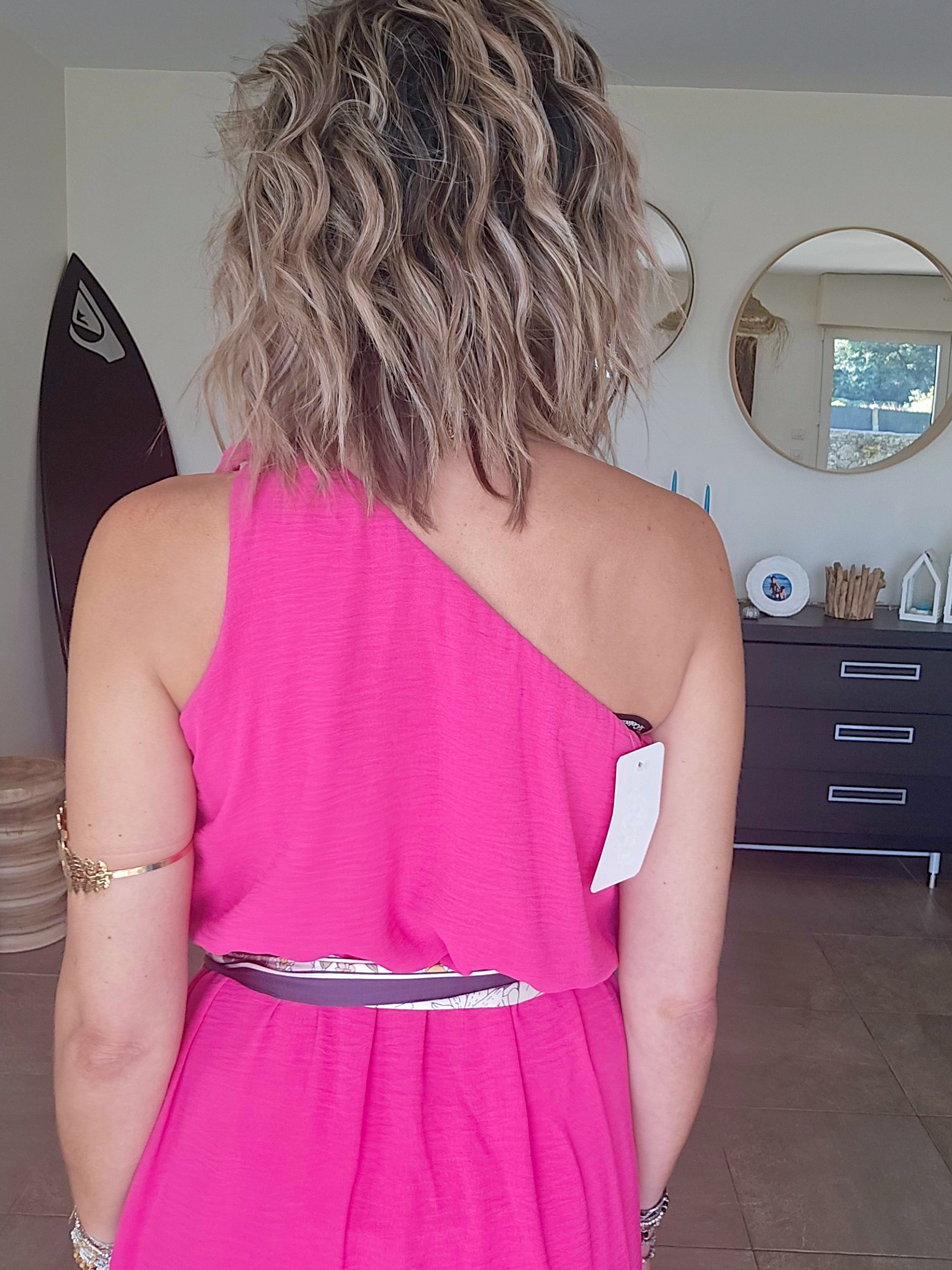 Robe fuchsia &amp; son ruban
