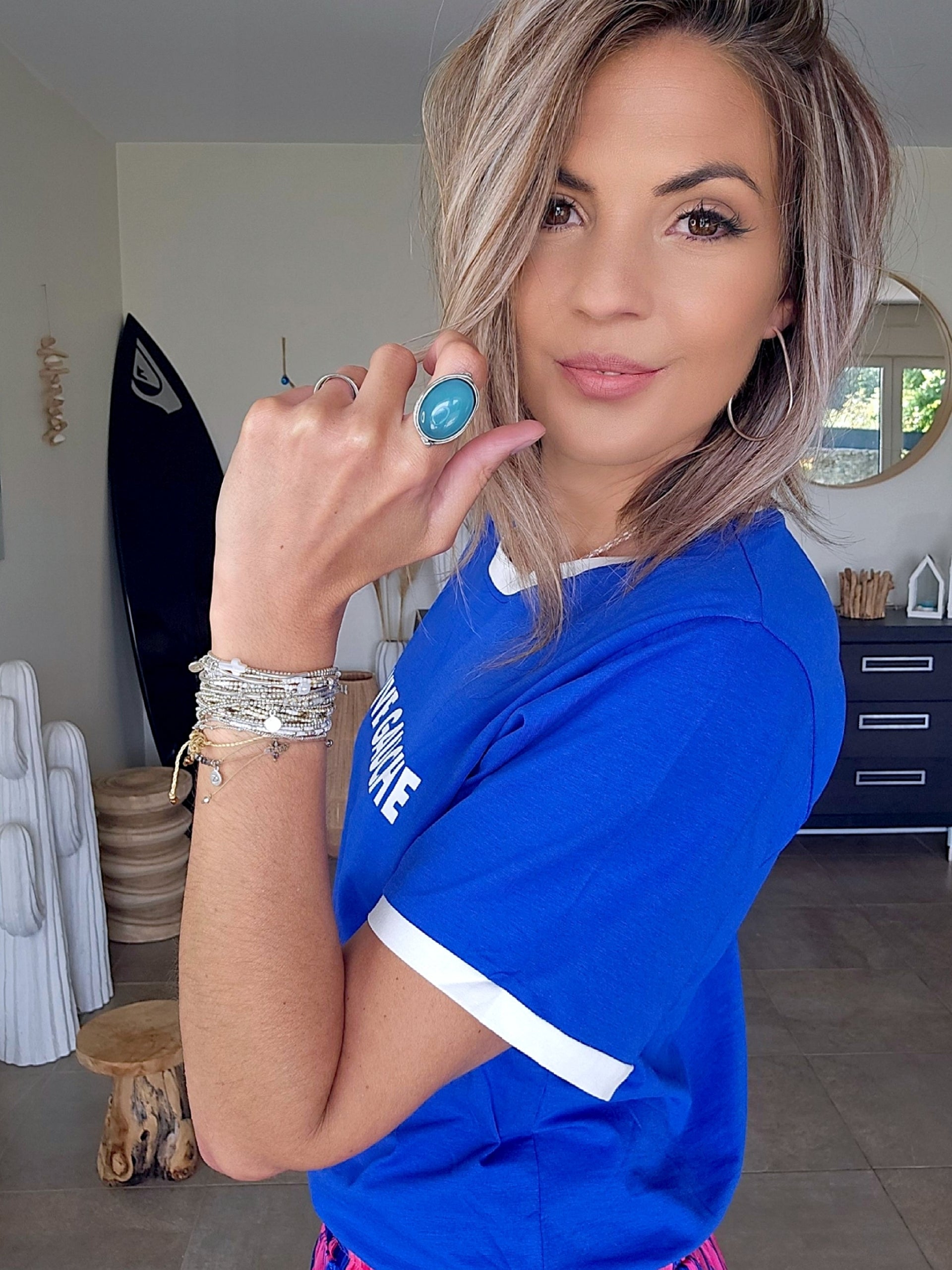 Bague pierre bleue