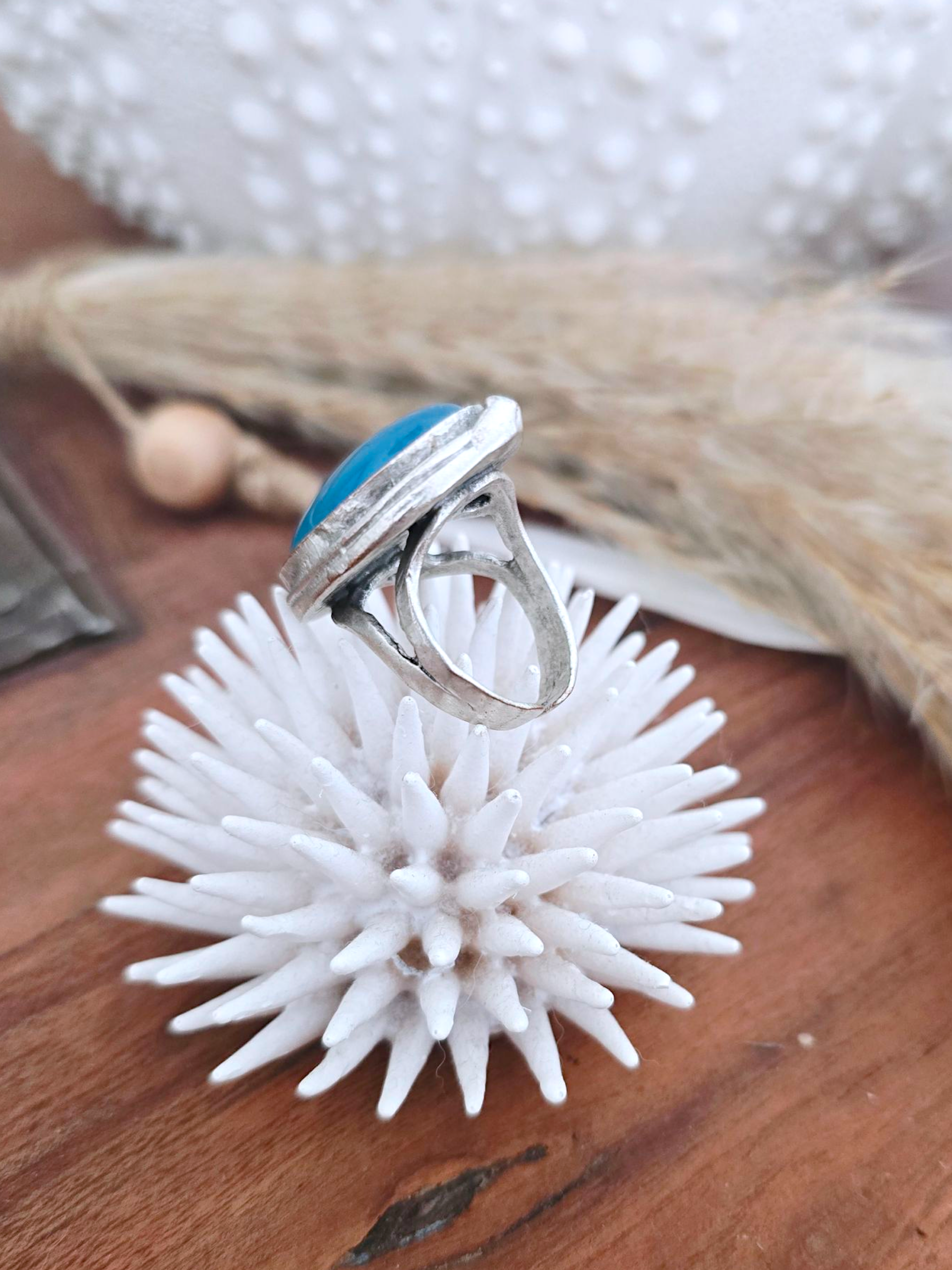 Bague pierre bleue