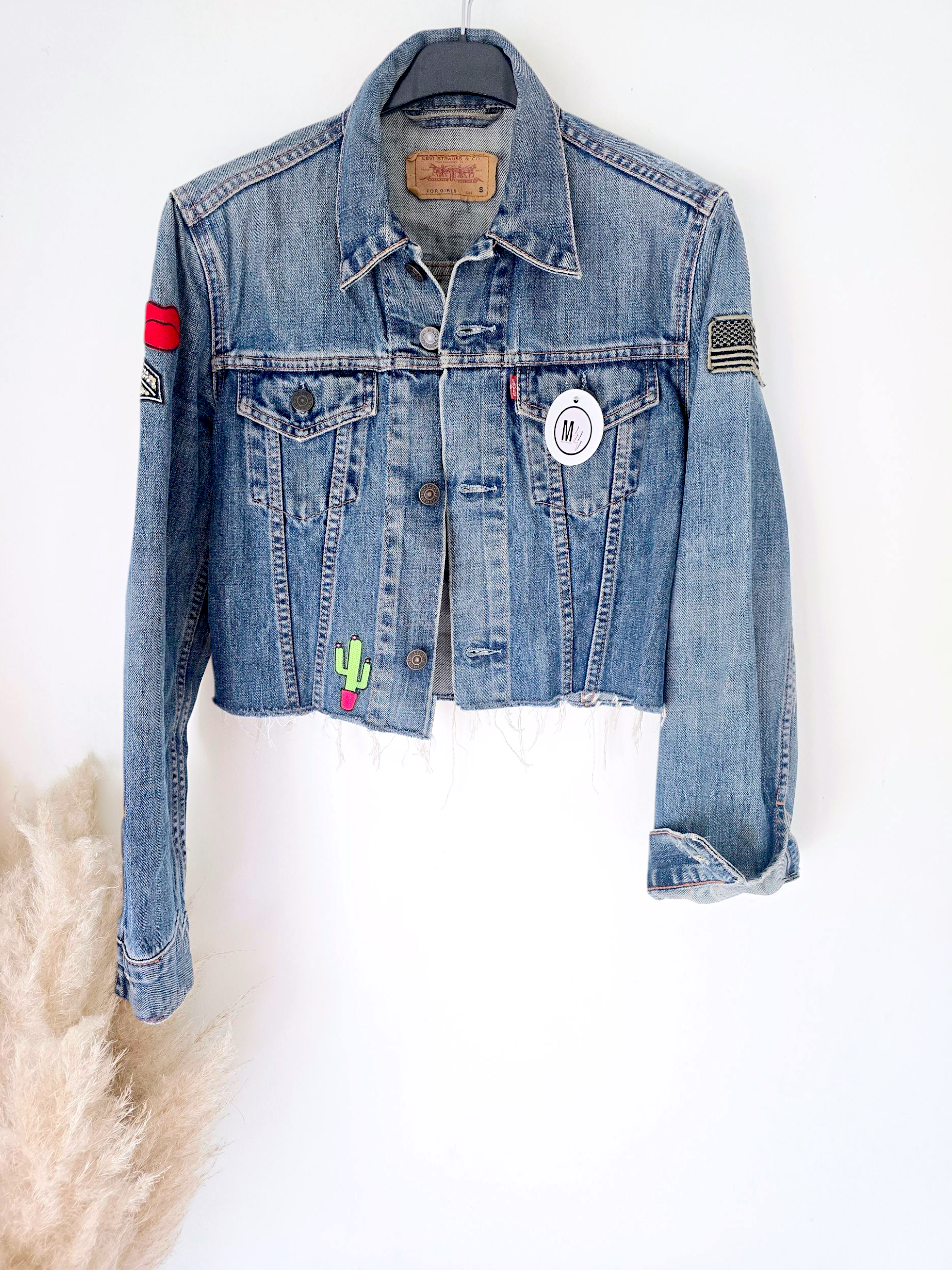 Veste denim écussons