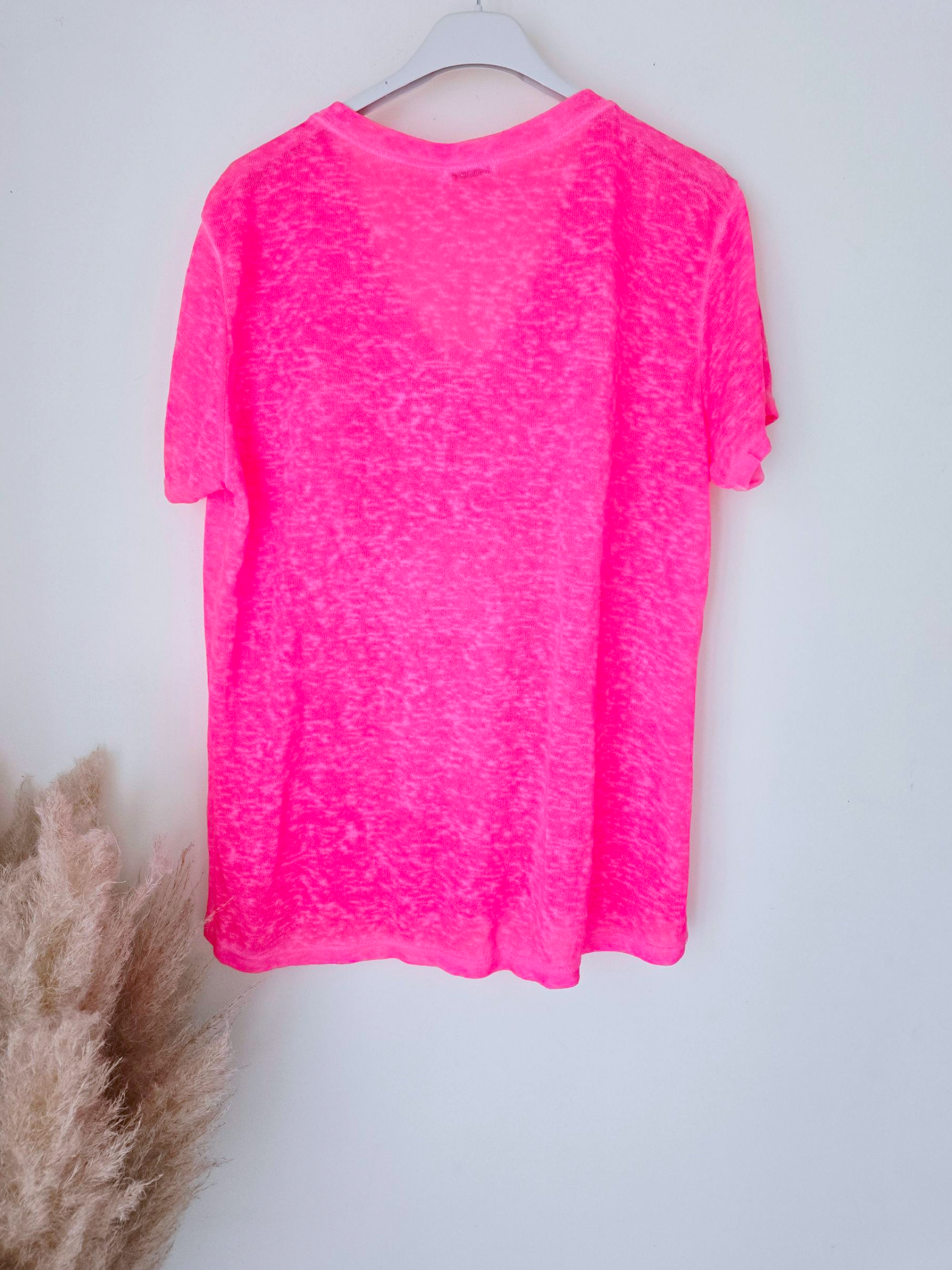 Tee-shirt skull rose fluo