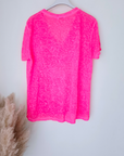 Tee-shirt skull rose fluo