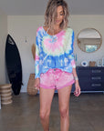 Short en denim rose