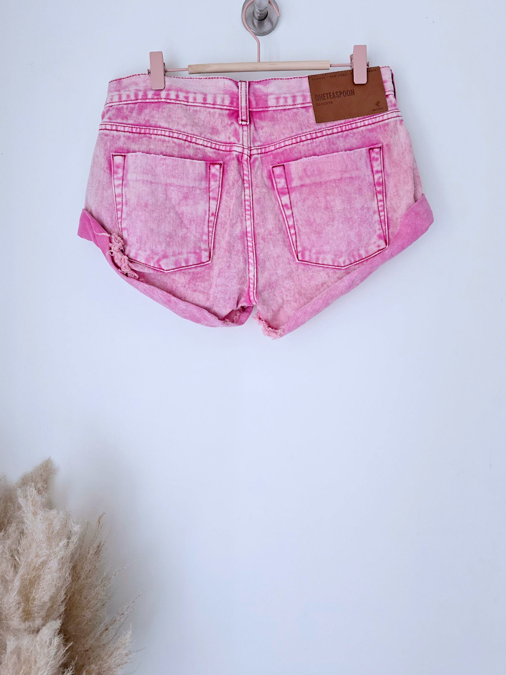Short en denim rose