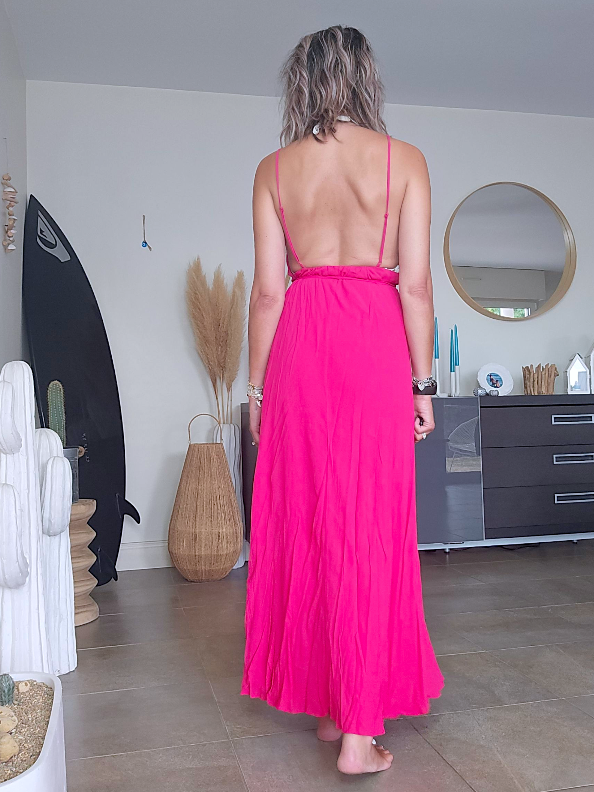 Robe longue fuchsia