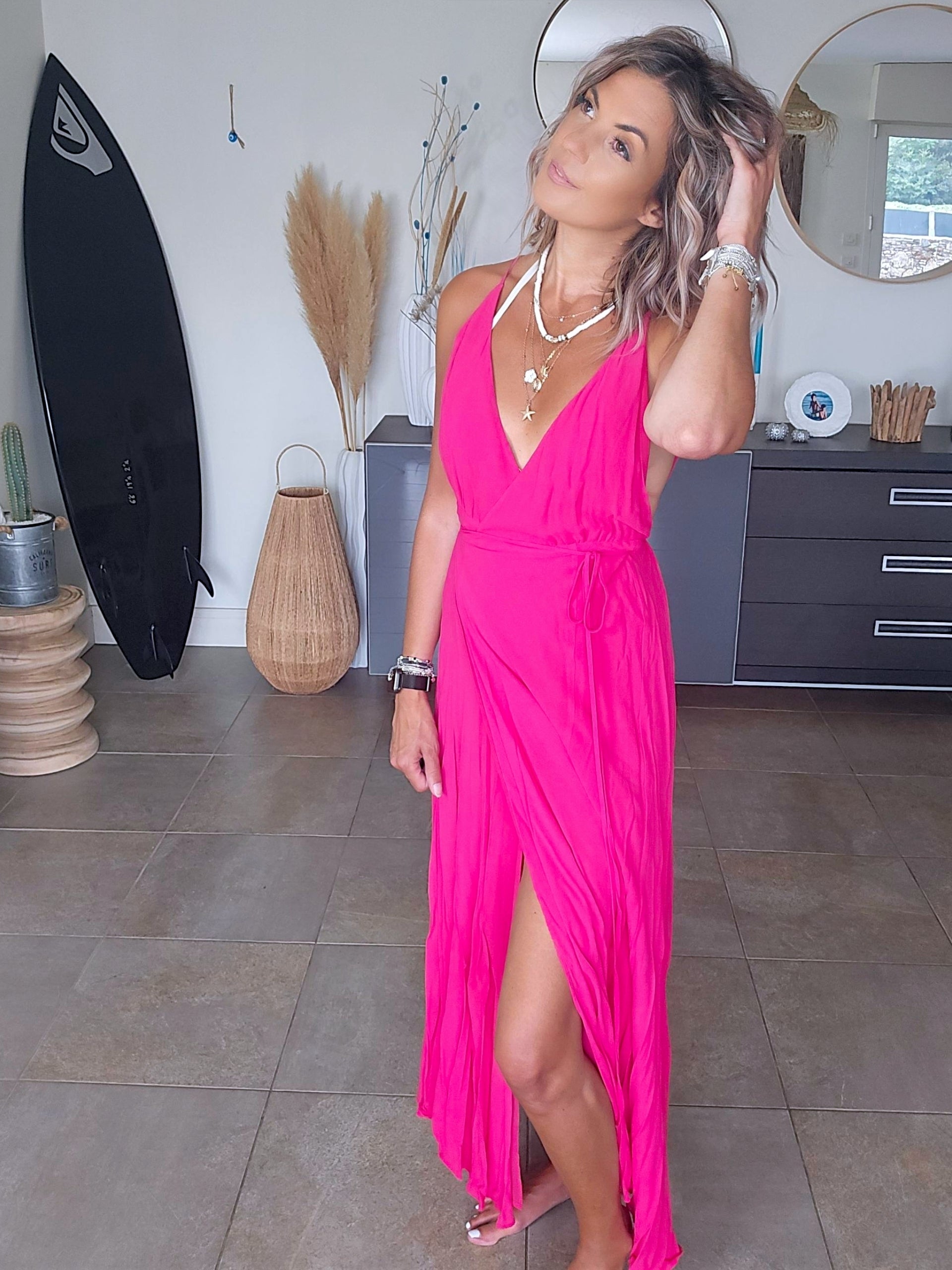 Robe longue fuchsia