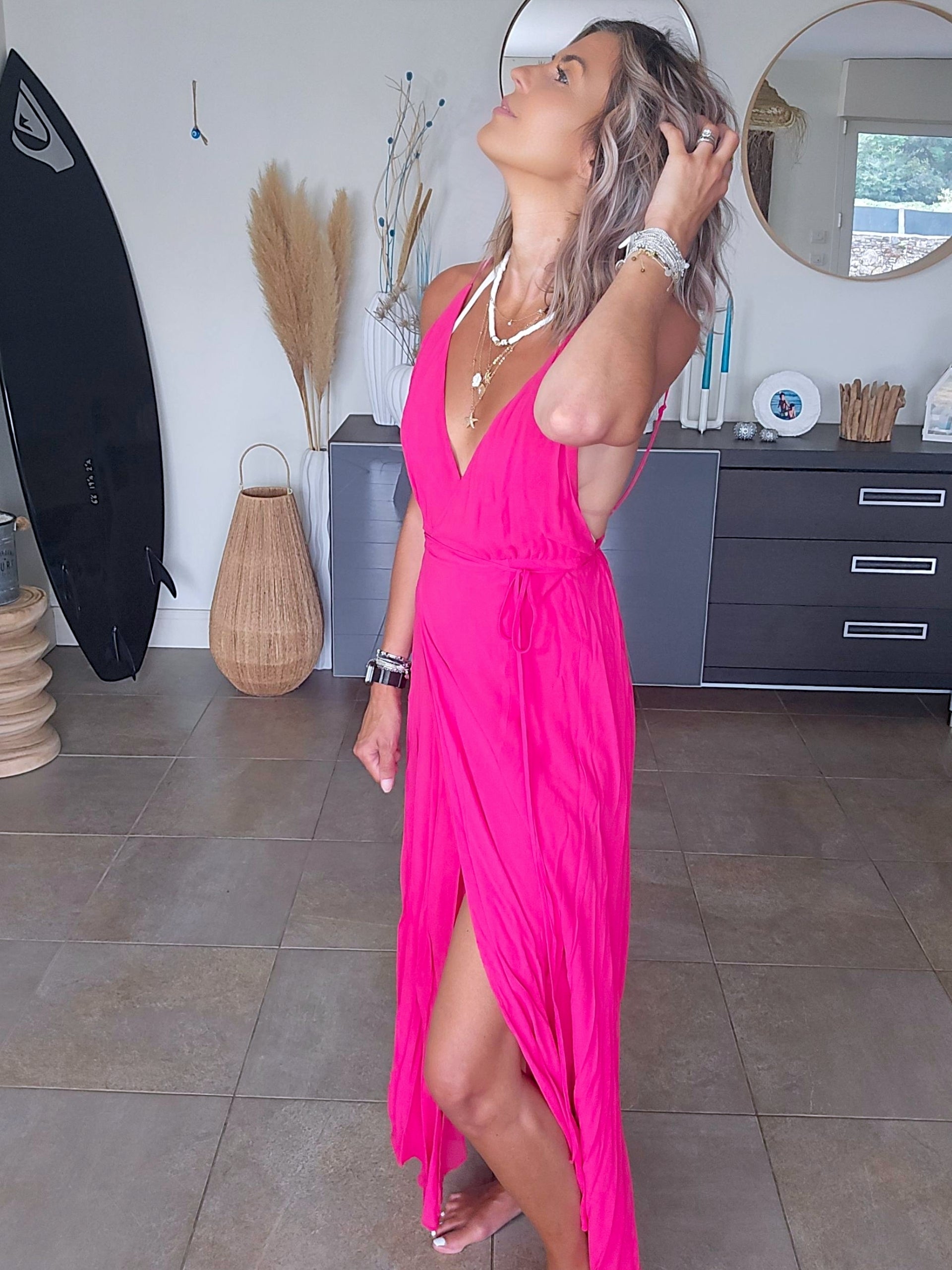 Robe longue fuchsia