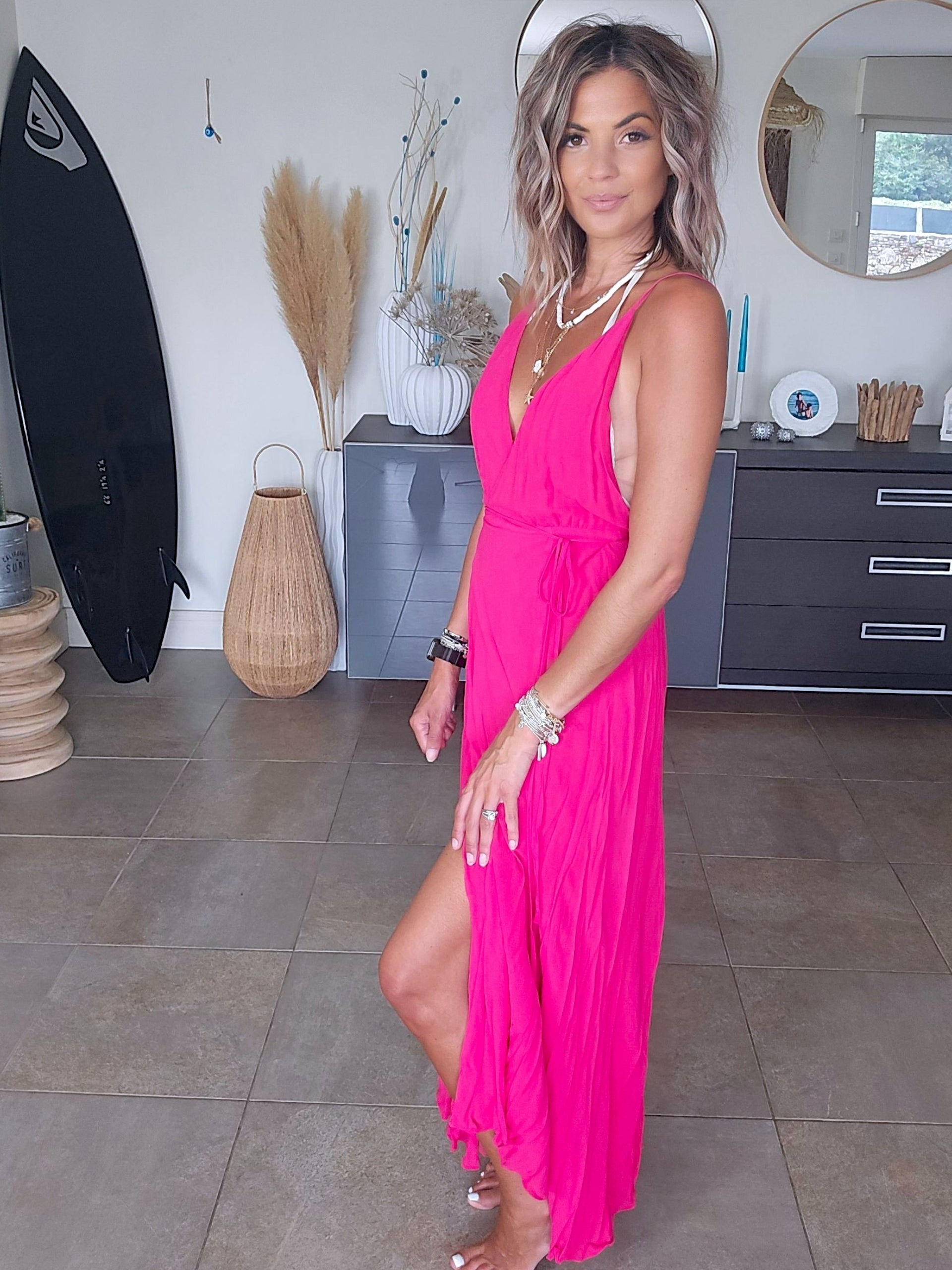 Robe longue fuchsia
