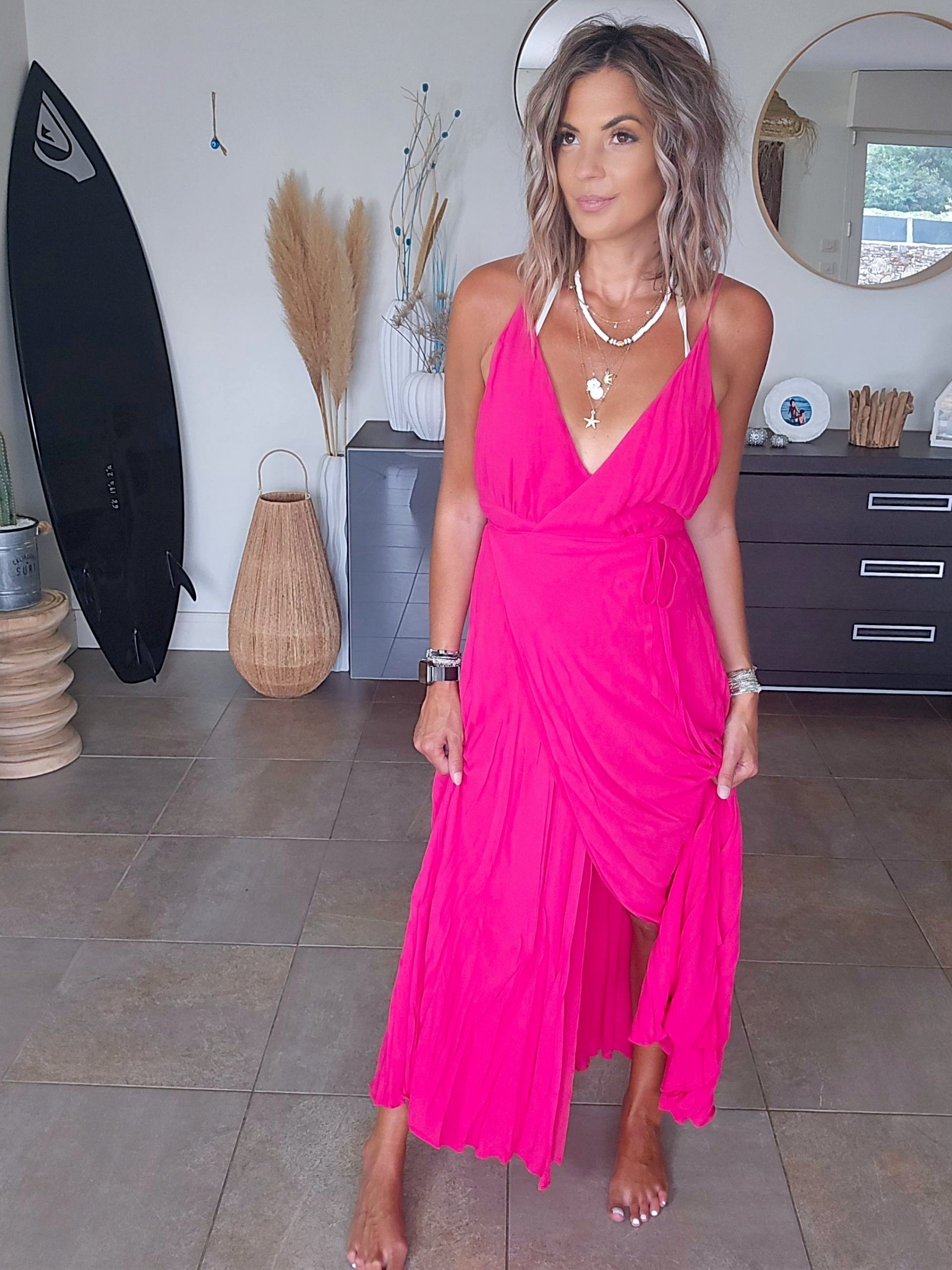 Robe longue fuchsia