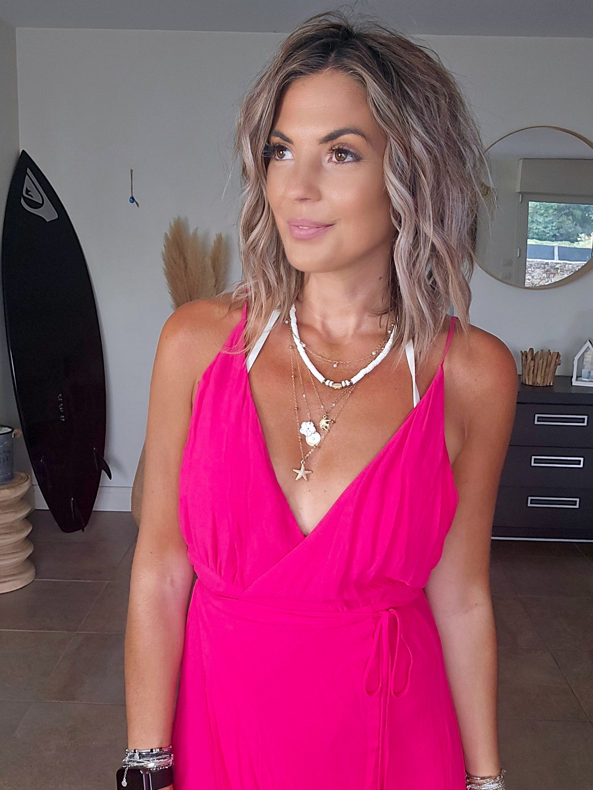 Robe longue fuchsia