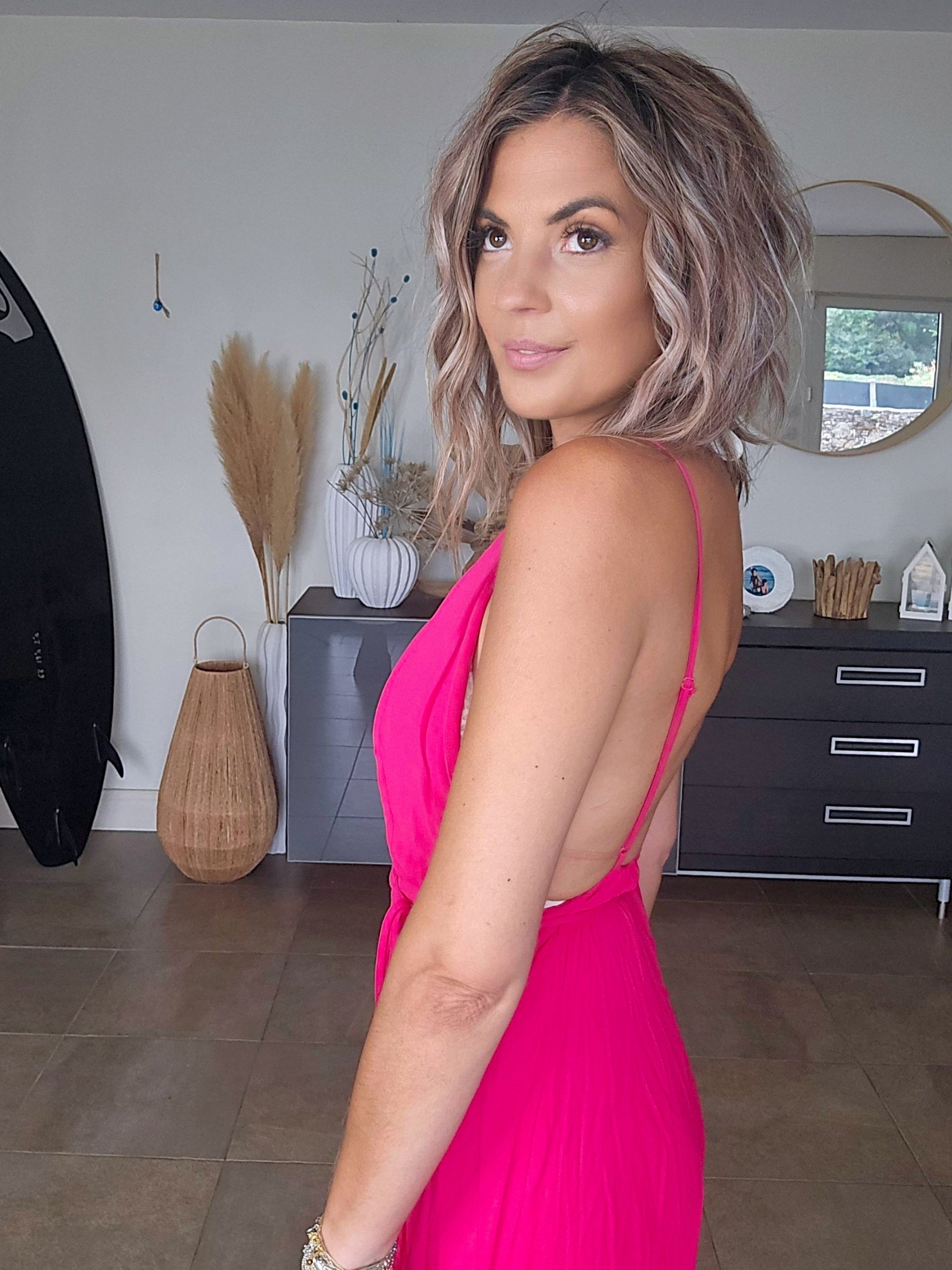 Robe longue fuchsia
