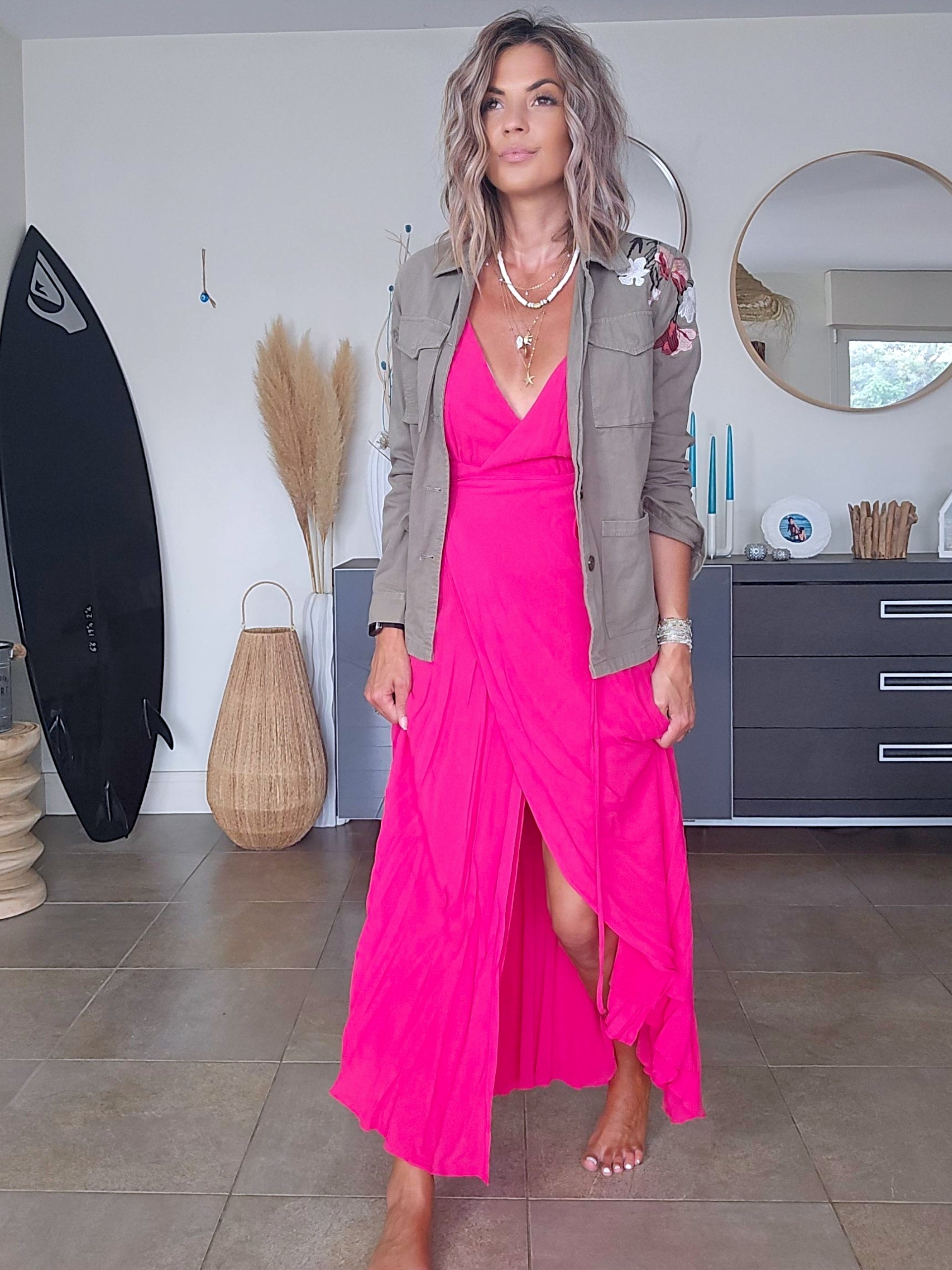 Robe longue fuchsia