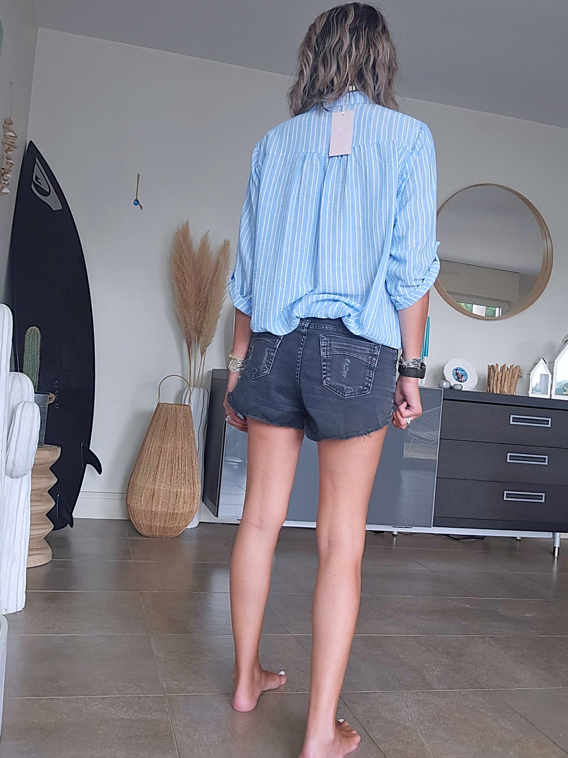 Short denim noir gris
