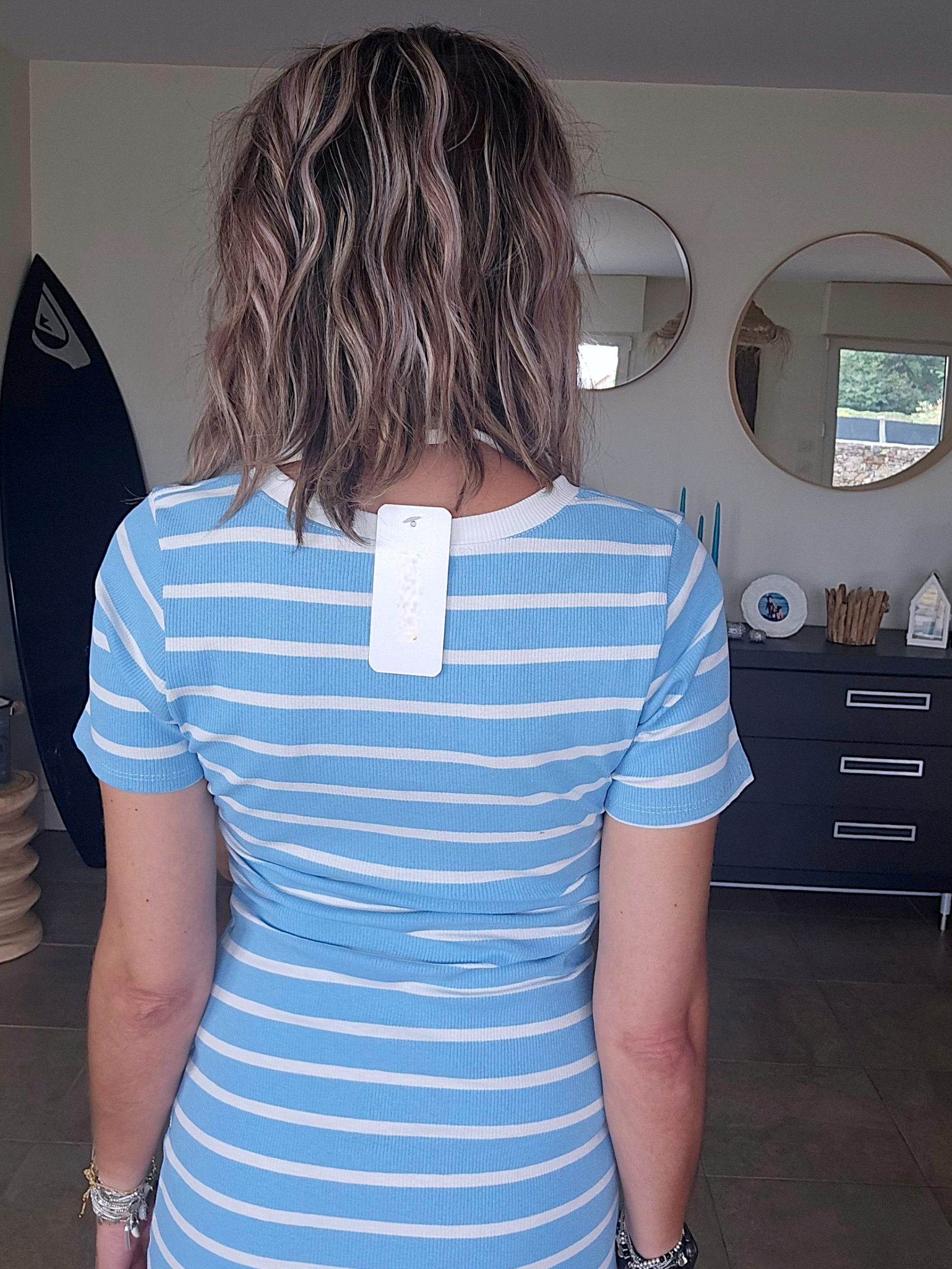 Robe bleue à  rayures