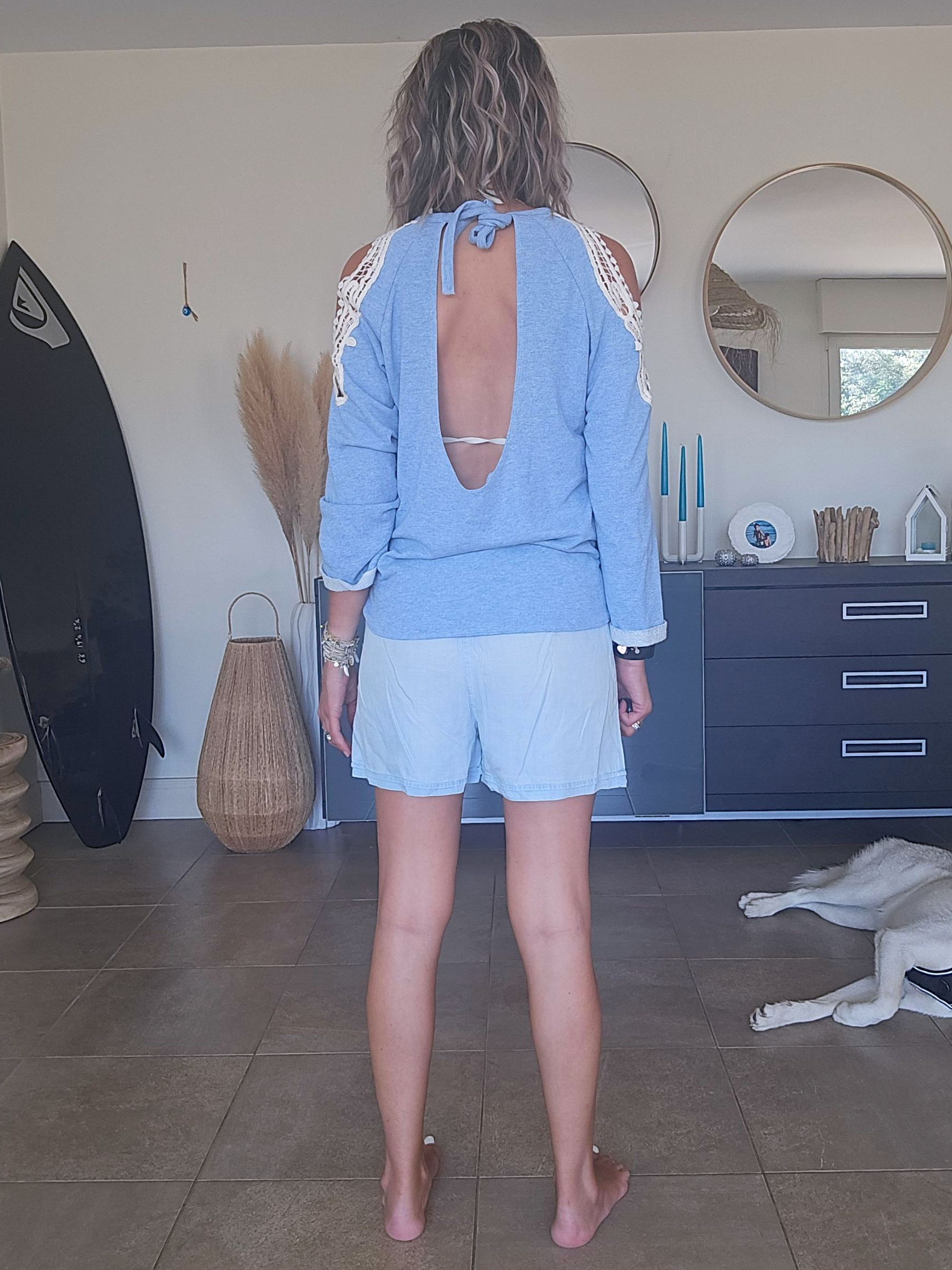 🔥Short bleu en lyocell