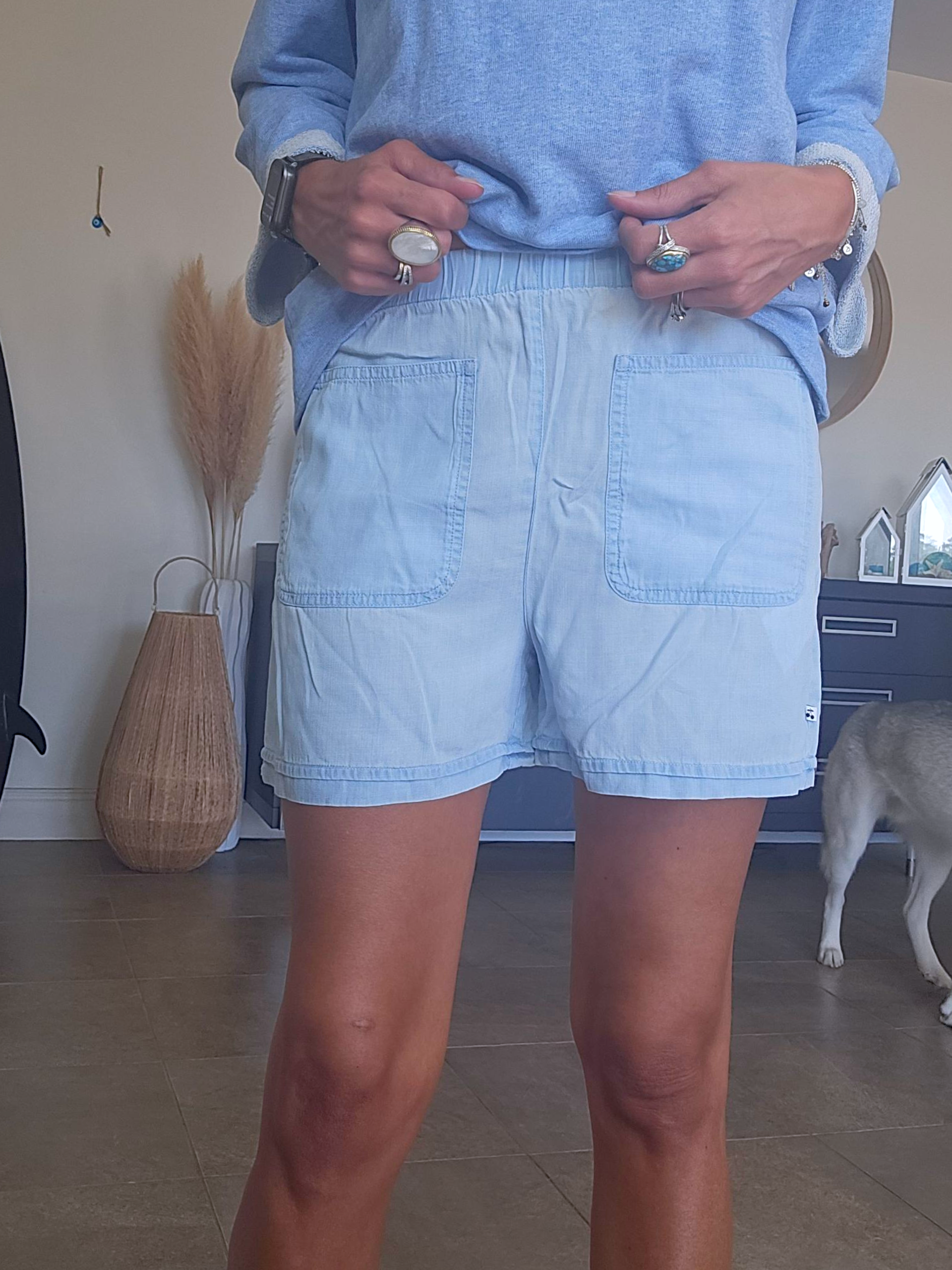 🔥Short bleu en lyocell