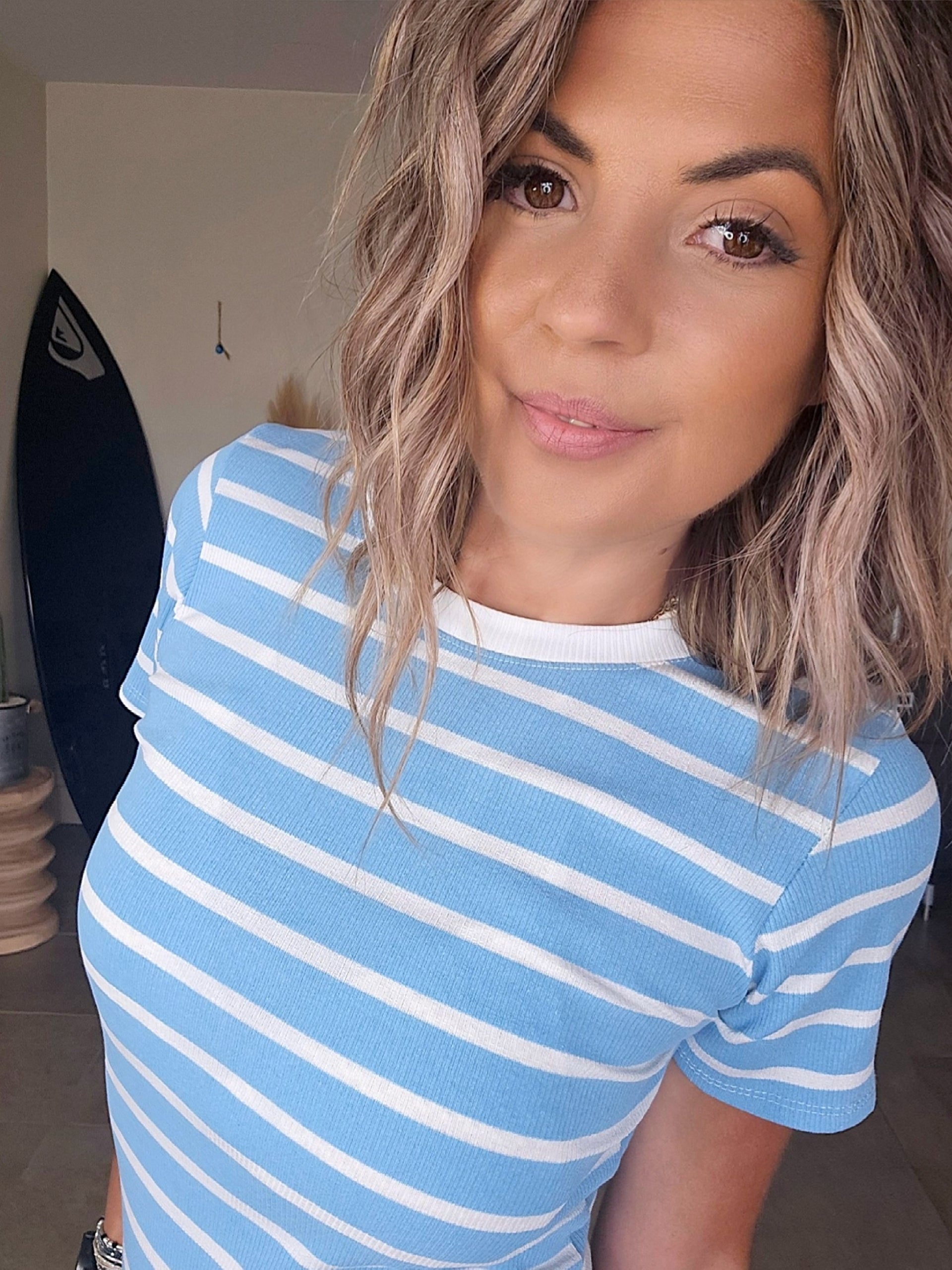 Robe bleue à  rayures