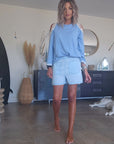 🔥Short bleu en lyocell