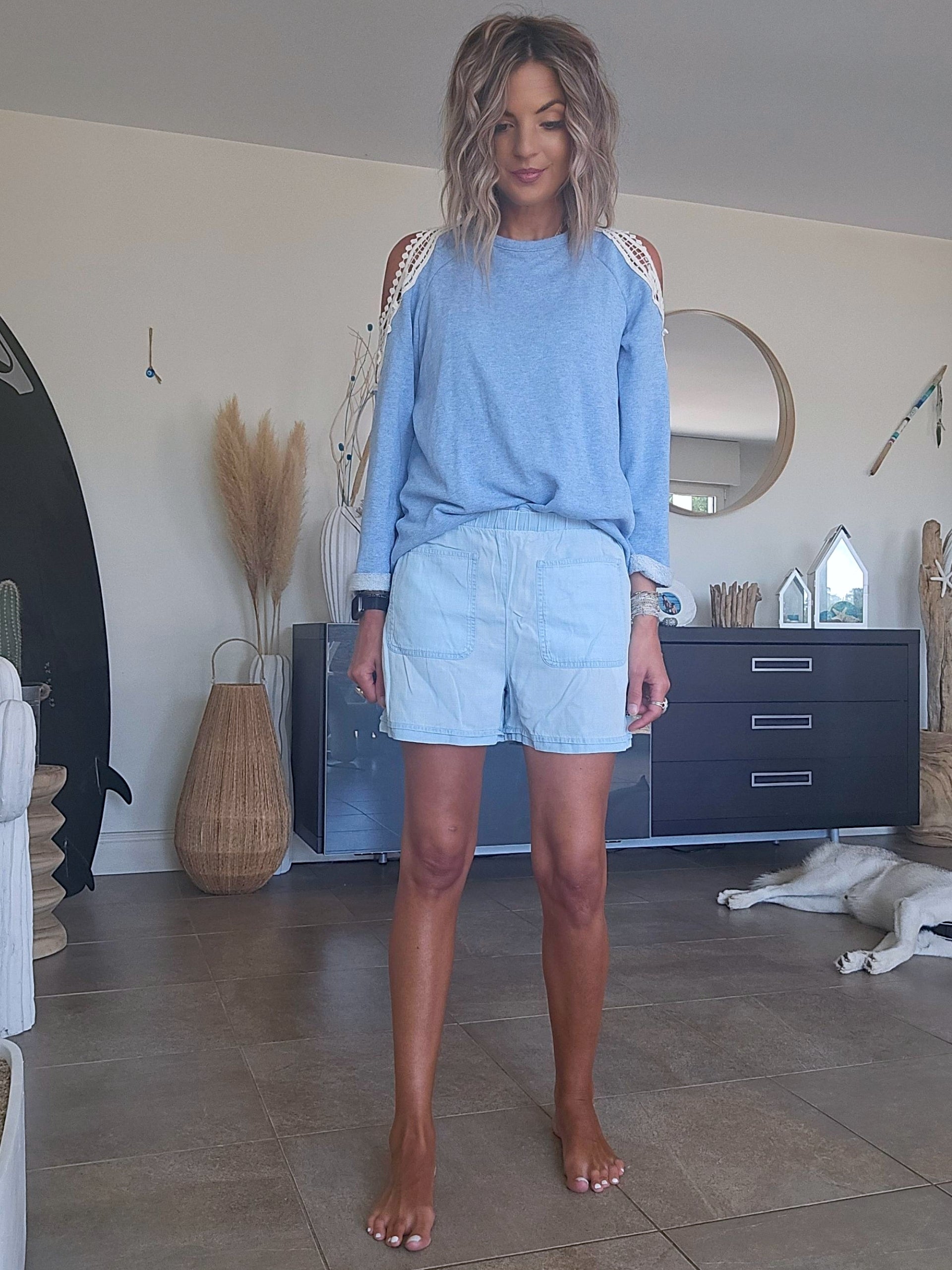 🔥Short bleu en lyocell