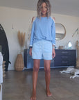 🔥Short bleu en lyocell