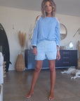 🔥Short bleu en lyocell