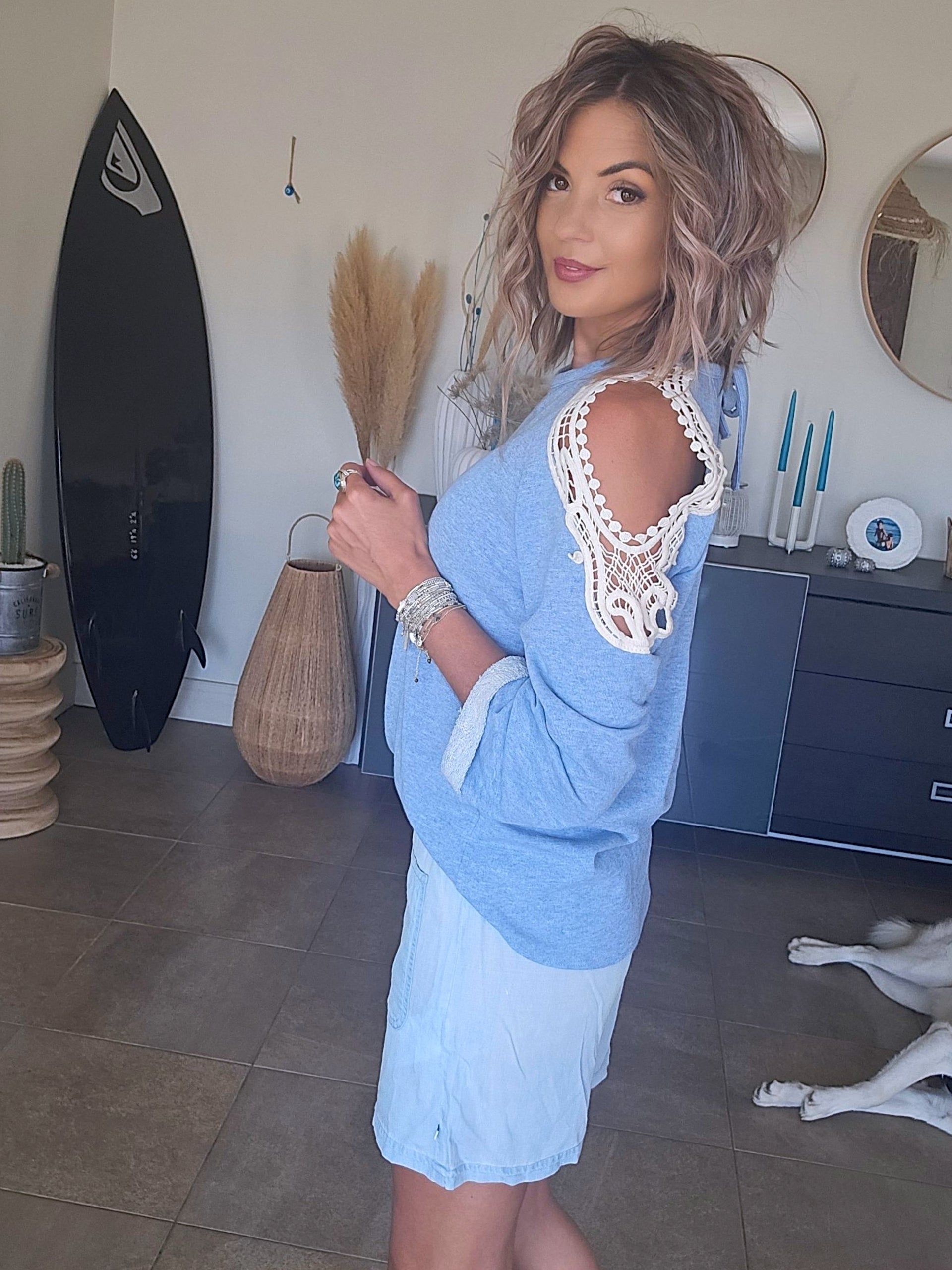 🔥Short bleu en lyocell